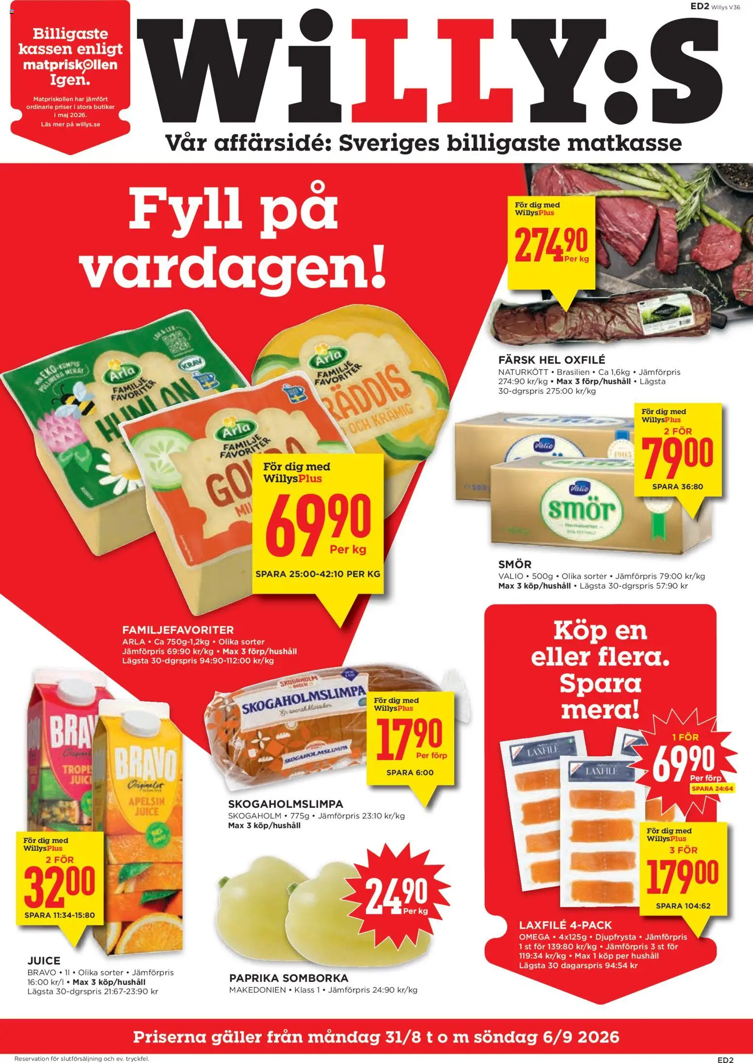 Förhandsgranska reklamblad Willys erbjudanden från butik Willys gäller från 31/08/2026