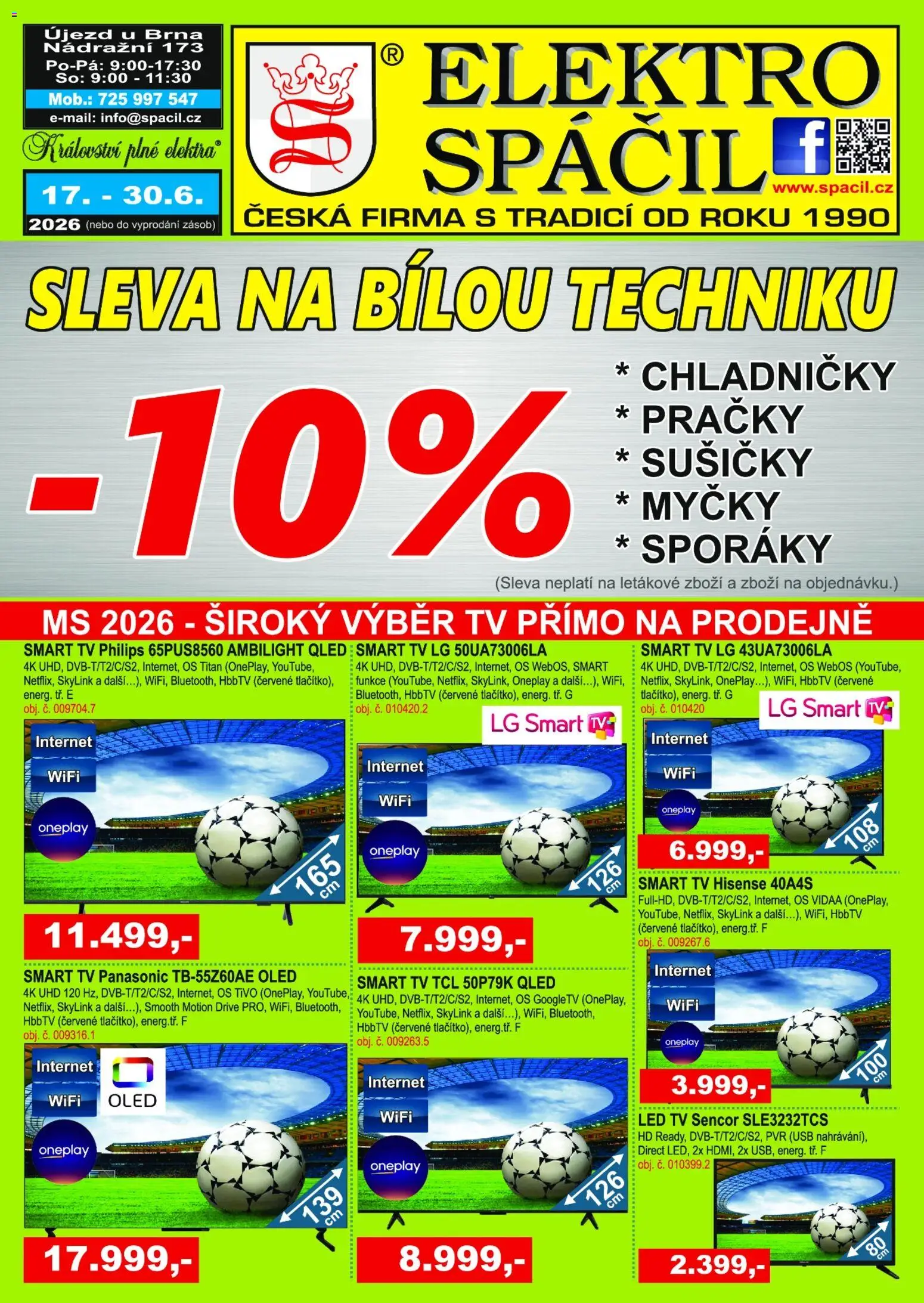 Náhled nabídky: Elektro Spáčil Elektro Spáčil leták platný od 17.06.2026 - Elektro, Tv, Pračky, LED, USB