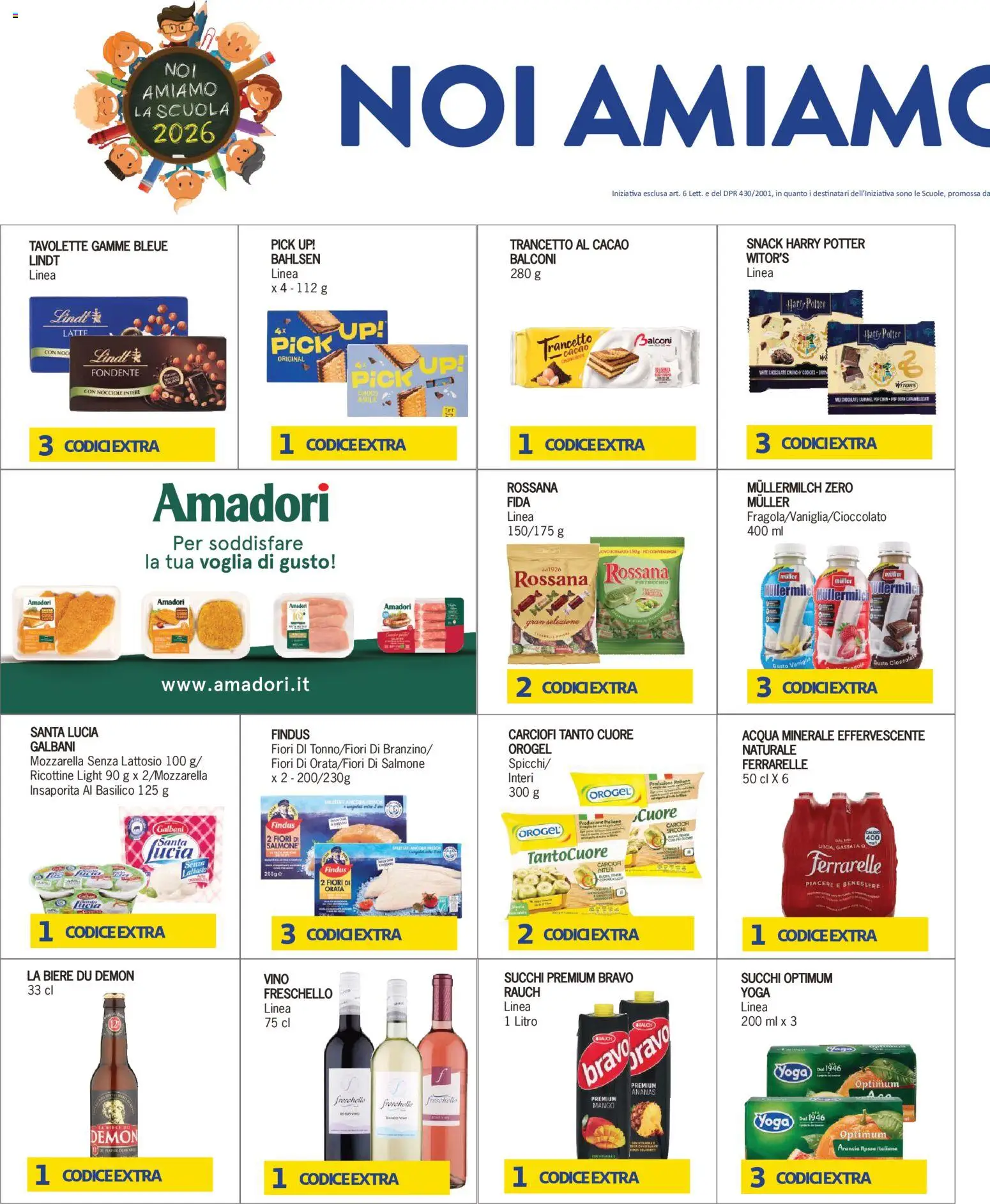 Anteprima dell'opuscolo Piccolo volantino Noi Amiamo la Scuola dal negozio Piccolo valido da 19/10/2026 - Vino, Lindt, Mozzarella, Pop corn, Arancia, Cacao, Ferrarelle, Mozzarella senza lattosio