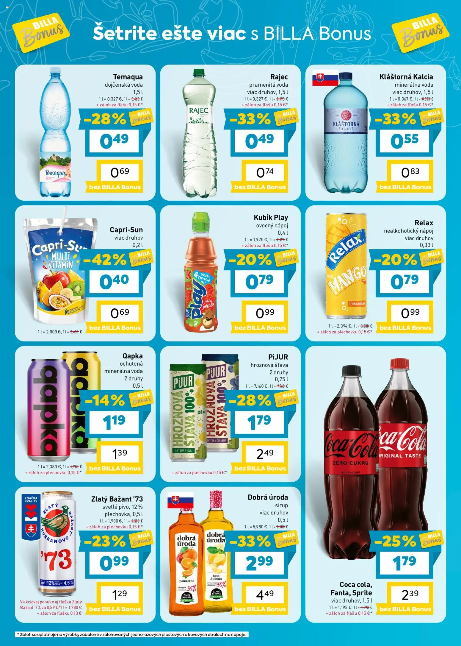 Náhľad Billa letáku platného od 09.09.2026 - Mango, Voda, Sirup, Cola, Zlatý Bažant, Minerálna voda, Limonáda, Šťava