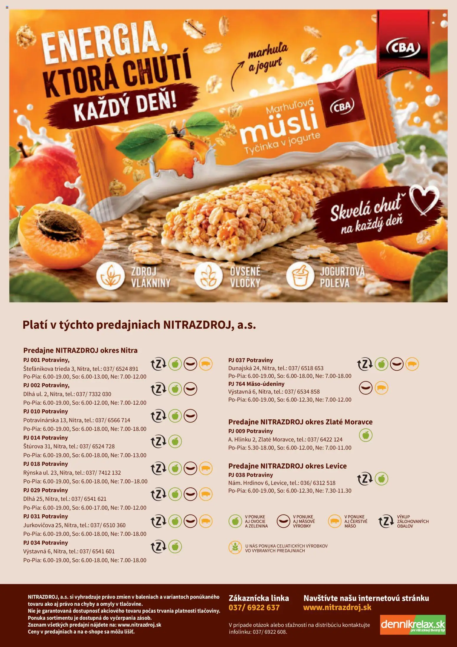 Náhľad Nitrazdroj letáku platného od 03.09.2026 - Mäso, Ovocie, Zelenina, Ovsené vločky, Jogurt, Vločky, Müsli, Müsli tyčinka