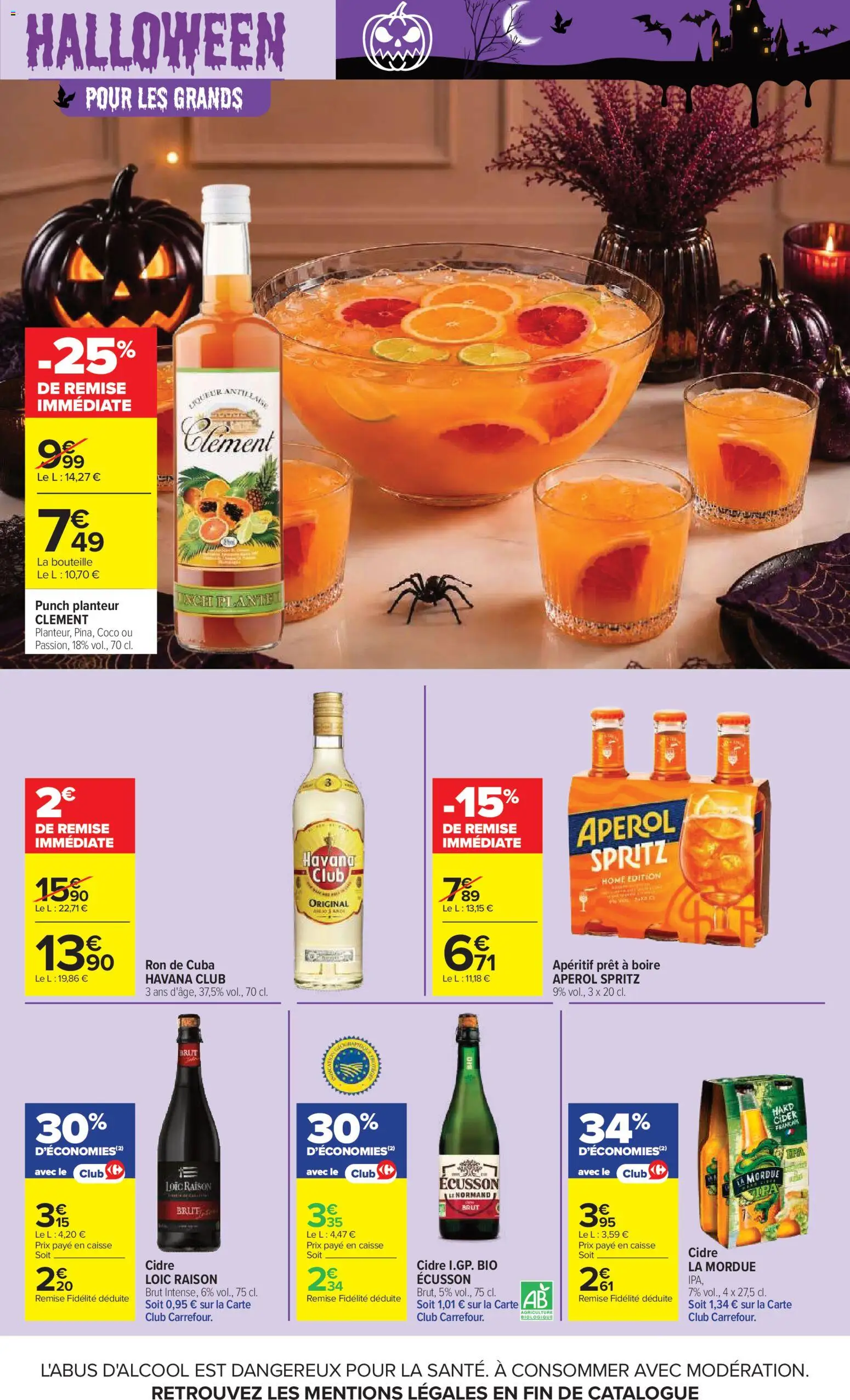 Prévisualisation de Carrefour catalogue du magasin Carrefour formulaire valide 20/10/2026 - Coco, Aperol, Cidre, Apéritif, Havana, Havana Club, Liqueur, Punch planteur