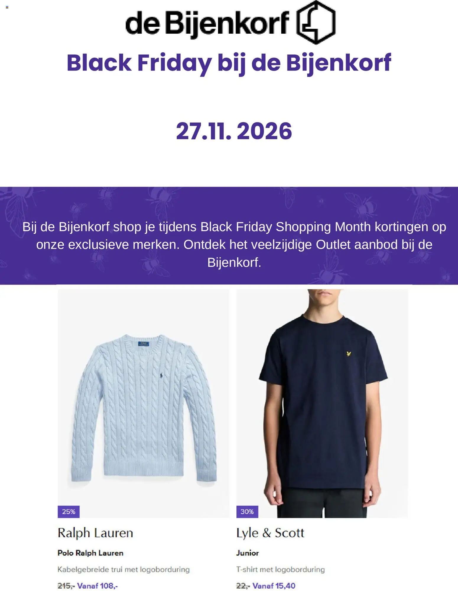 Voorbeeld van De Bijenkorf folder - Black Friday kennisgeving van winkel De Bijenkorf geldig vanaf 23-10-2026 - Trui