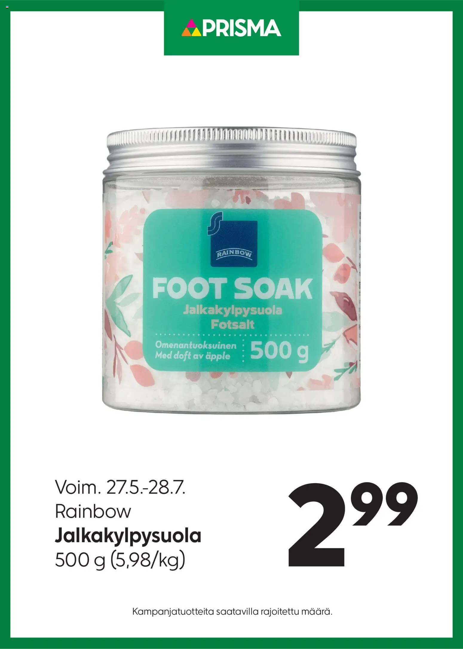 Kaupan Prisma Prisma tarjoukset Jalkakylpysuola esikatselu, voimassa 27/05/2026