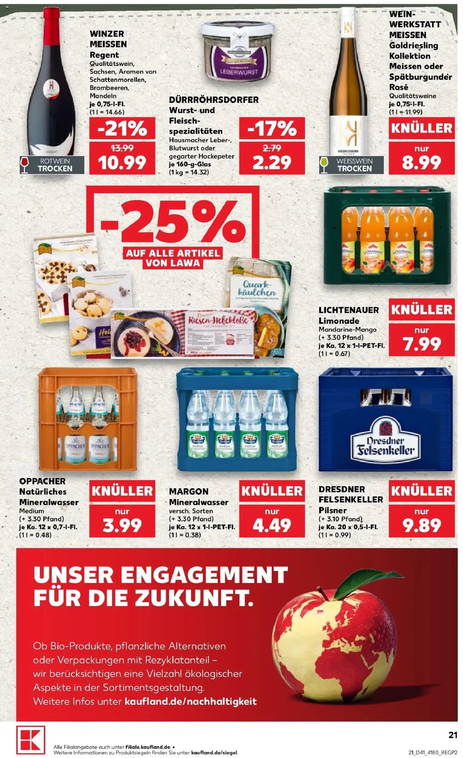 Vorschau von dem Prospekt des Geschäftes Kaufland, gültig ab dem 08.10.2026 - Wurst, Wein, Quark, Mineralwasser, Fleisch, Mandeln, Rotwein, Limonade