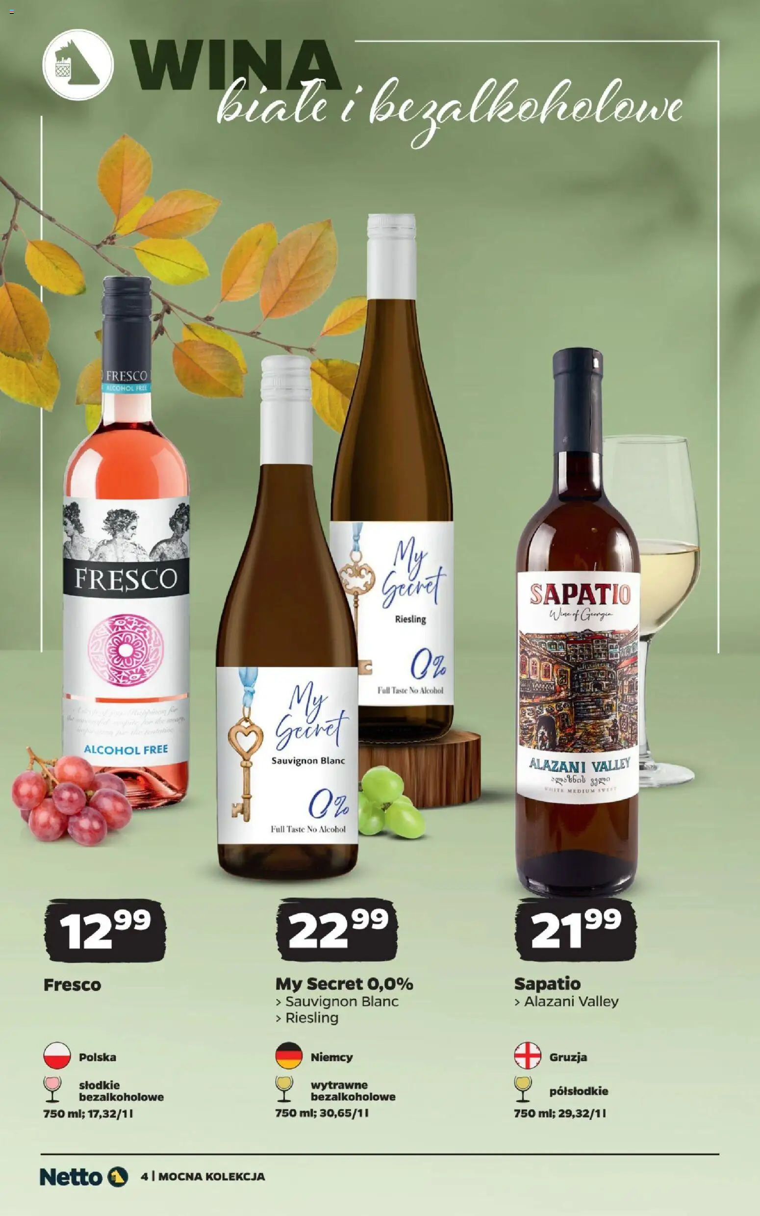 Pogląd gazetki "Netto gazetka - Mocna Kolekcja" ze sklepu Netto ważnej od 12.10.2026 - Fresco, Riesling, Sauvignon Blanc, Wina białe, Alazani Valley