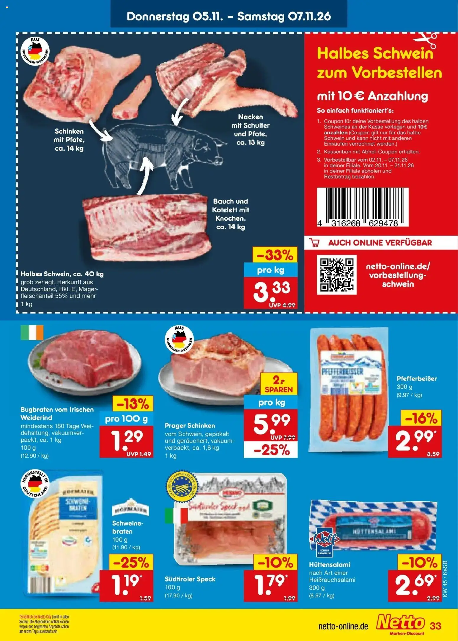 Vorschau von dem Prospekt des Geschäftes Netto Marken-Discount, gültig ab dem 02.11.2026 - Schinken, Schulter