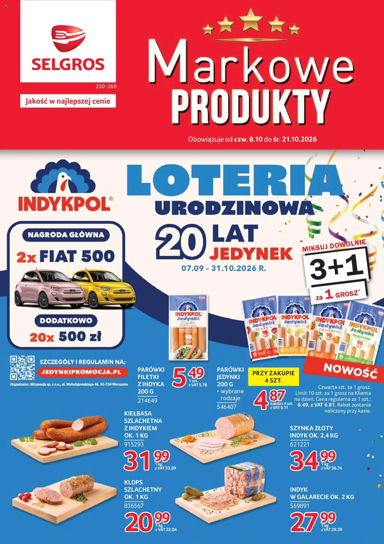 Pogląd gazetki "Selgros cash&carry gazetka - Markowe Produkty" ze sklepu Selgros cash&carry ważnej od 08.10.2026 - Indyk, Kiełbasa, Szynka, Parówki