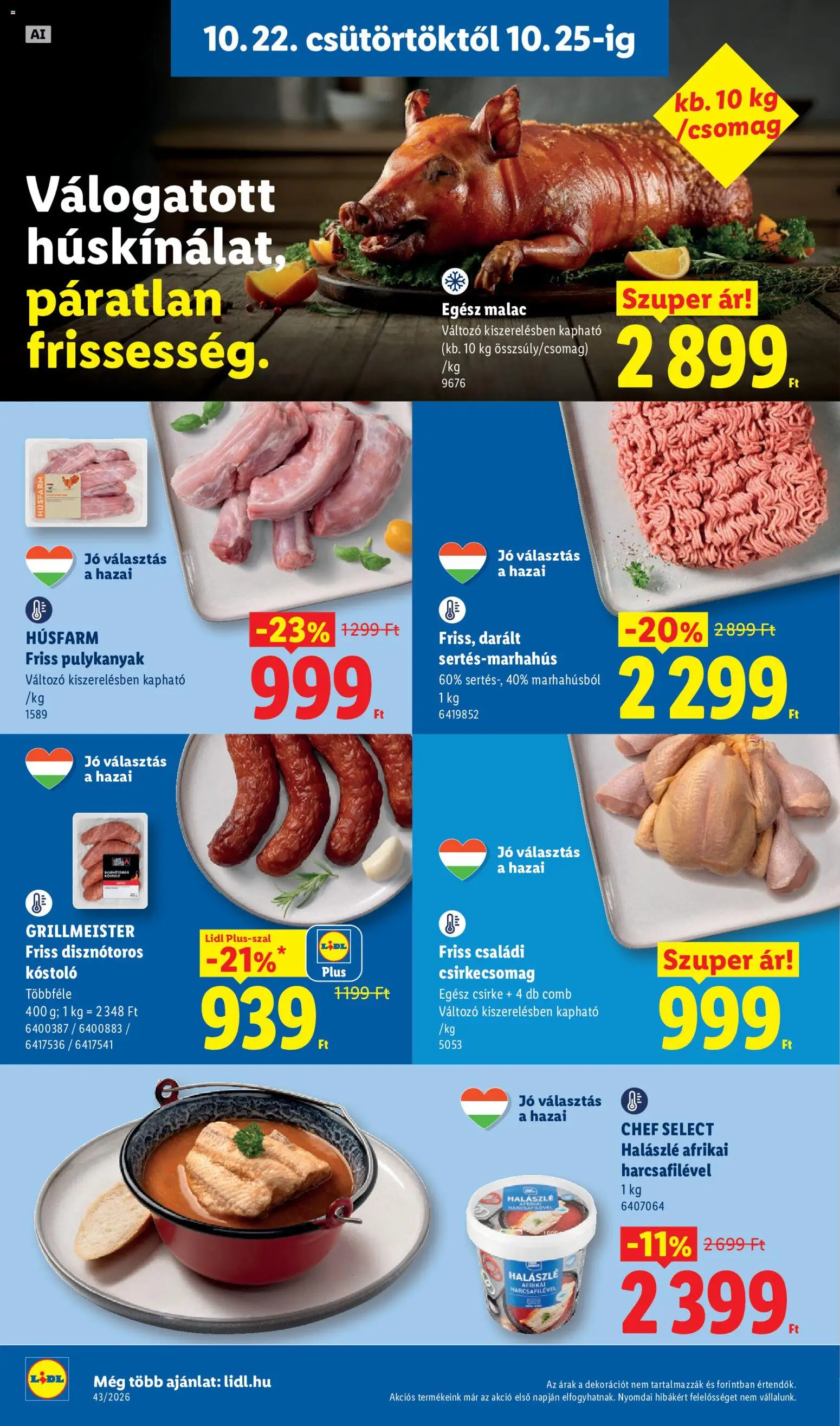 Lidl - Lidl akciós újság megtekintése, amely érvényes 2026.10.22.-től - Halászlé, Csirke, Egész csirke, Pulykanyak, Chef Select