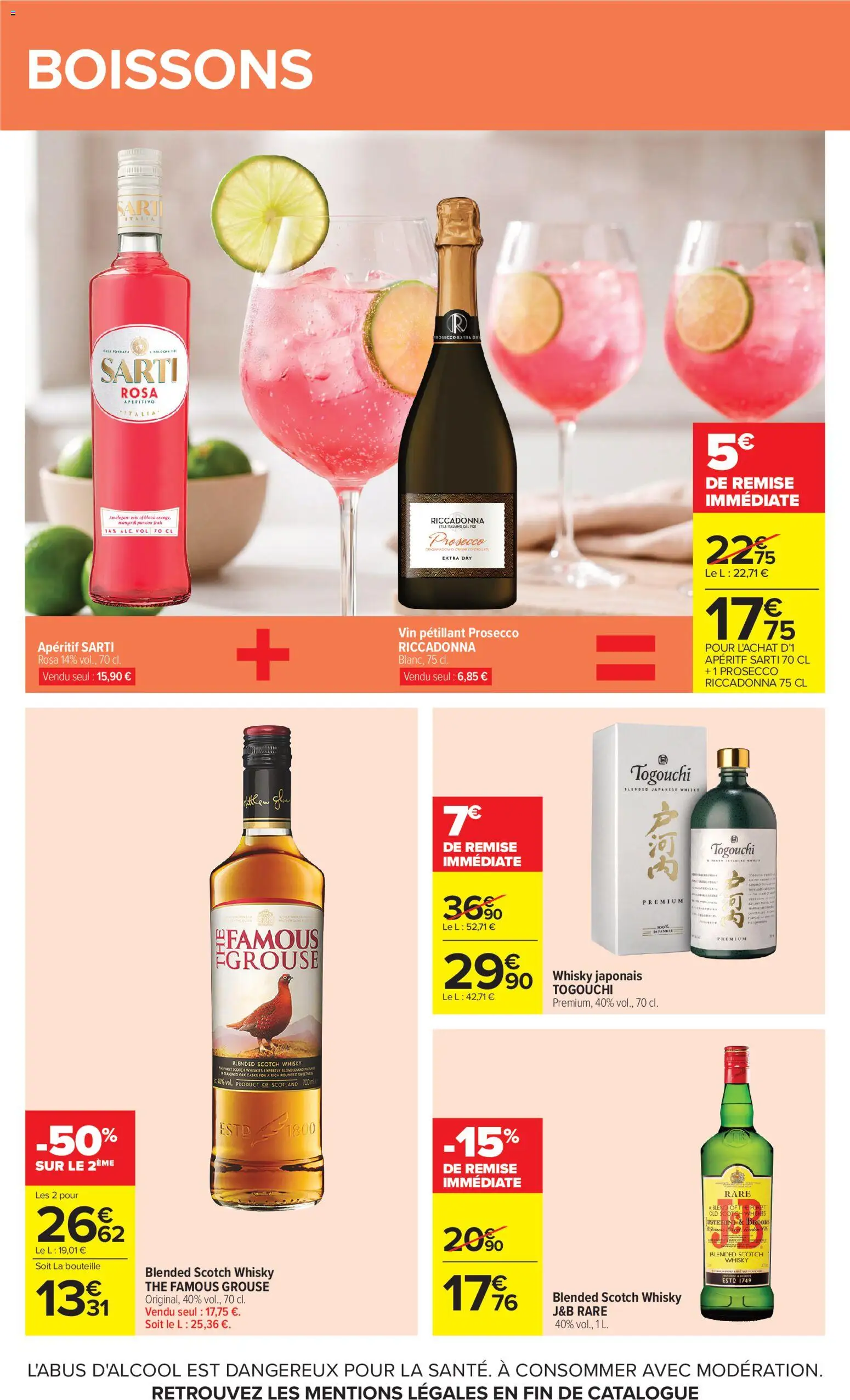Prévisualisation de Carrefour Market Petit dejeuner du magasin Carrefour Market formulaire valide 01/09/2026 - Vin, Whisky, Prosecco, Thé, Whisky japonais, Apéritif, Bouteille, Boissons