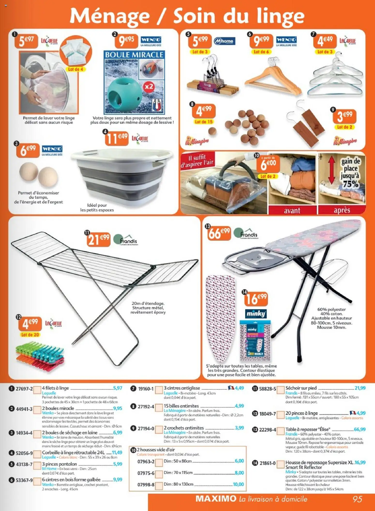 Prévisualisation de Maximo catalogue epicerie du magasin Maximo formulaire valide 24/08/2026 - Parfum, Pantalon, Aimant, Mousse, Lessive, Séchoir, Table à repasser, Corbeille à linge