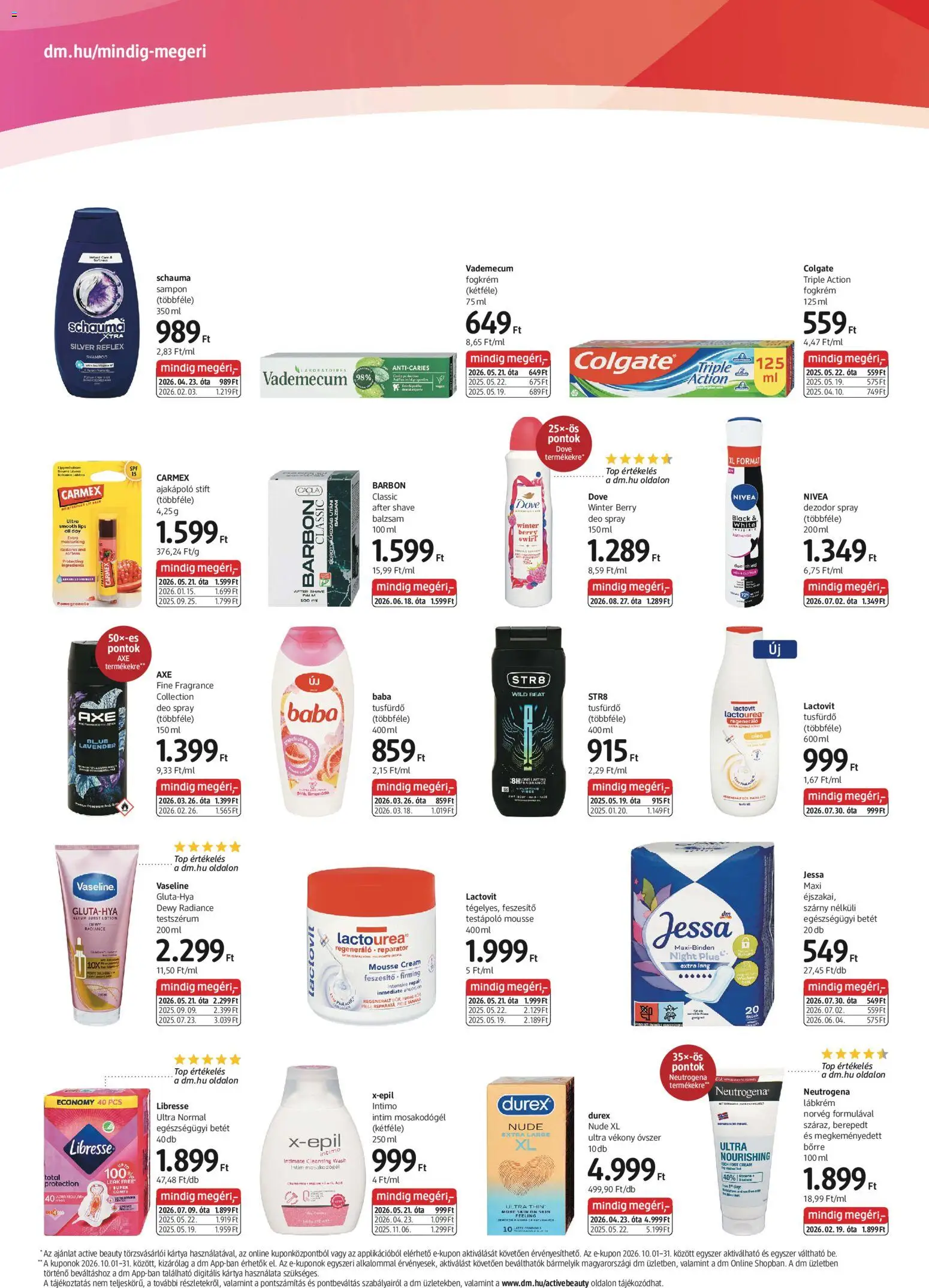 DM Drogerie Markt - DM Drogerie Markt akciós újság megtekintése, amely érvényes 2026.10.15.-től - Bor, Nivea, Betét, Lactovit, Tusfürdő, Fogkrém, Testápoló, Egészségügyi betét