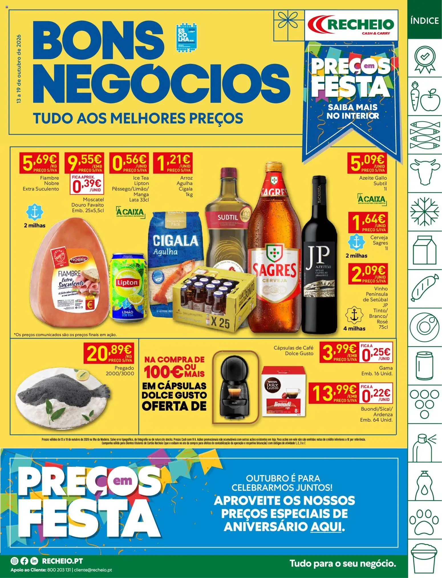 Pré-visualização do folheto da loja Recheio válida a partir de 13/10/2026 - Café, Dolce gusto, Azeite, Caixa, Cerveja, Arroz, Fiambre, Cápsulas