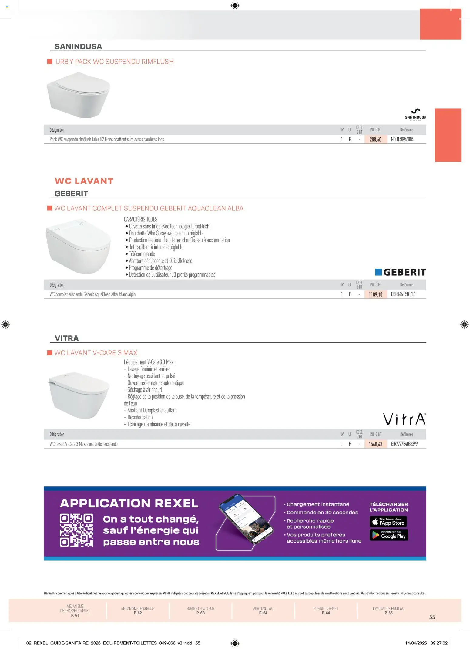Prévisualisation de Rexel - Brochure Sanitaire du magasin Rexel formulaire valide 20/04/2026 - Store, Télécommande, Robinet, Éclairage