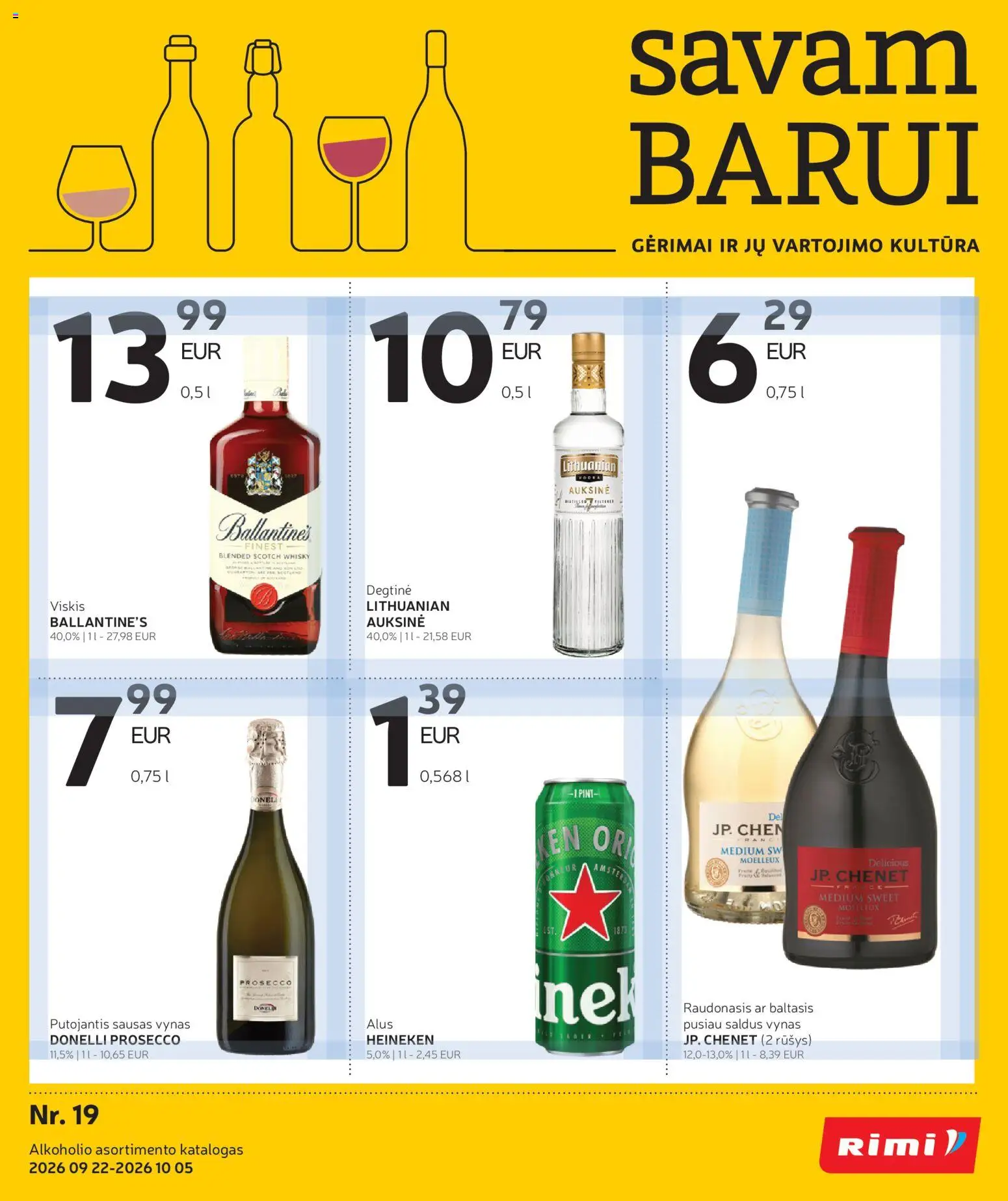 Rimi parduotuvės leidinio Rimi leidinys - Alkoholinių gėrimų galiojančio nuo 2026.09.22 peržiūra
