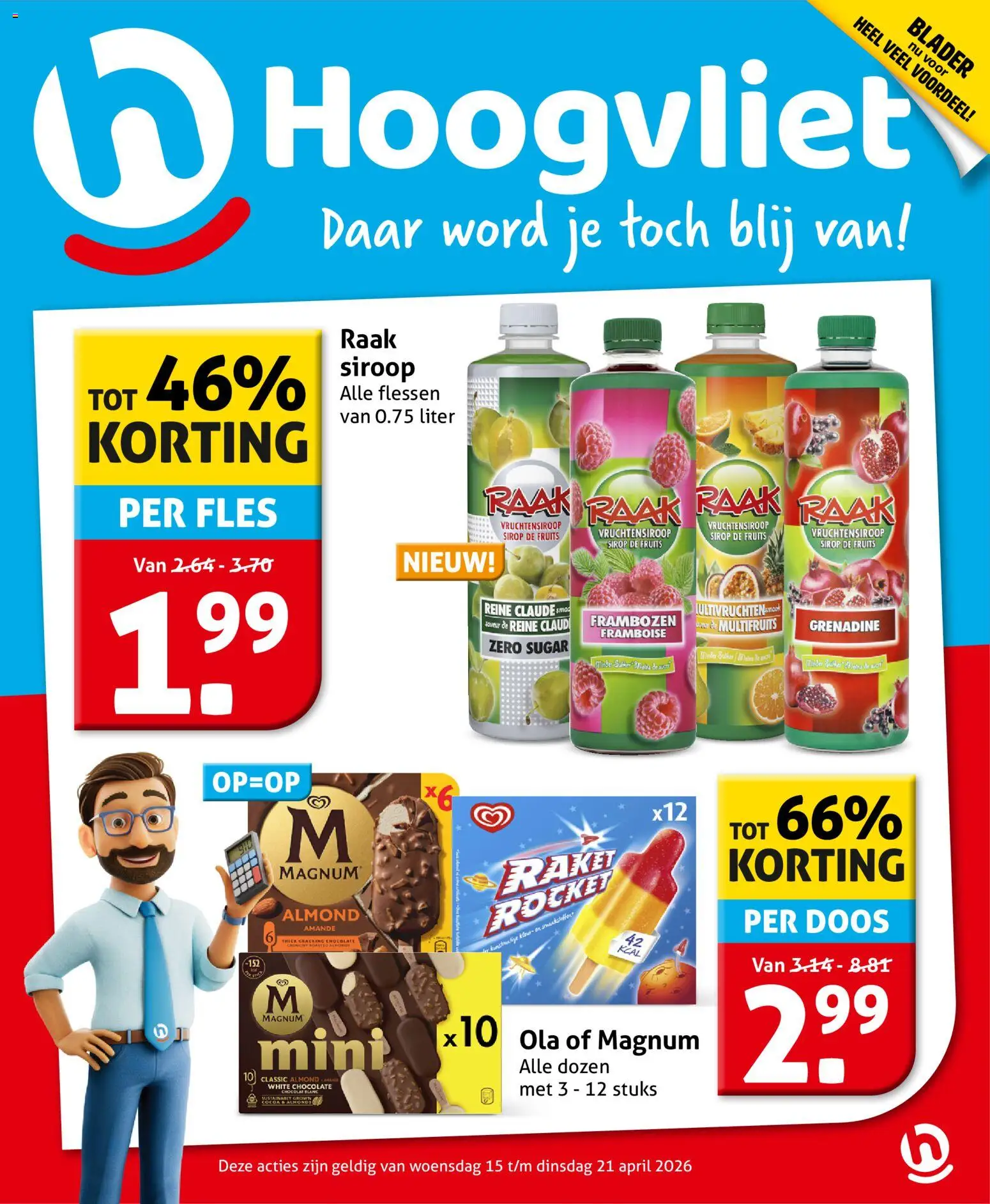 Voorbeeld van Hoogvliet folder van winkel Hoogvliet geldig vanaf 15-04-2026 - Magnum, Fles, Frambozen, Siroop, Vruchtensiroop