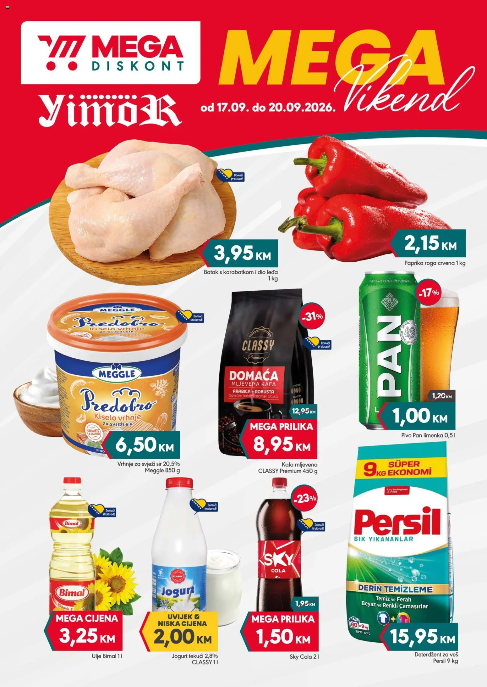 Pregled letka Mega Diskont vikend akcija trgovine Mega Diskont vrijedi od 17.09.2026