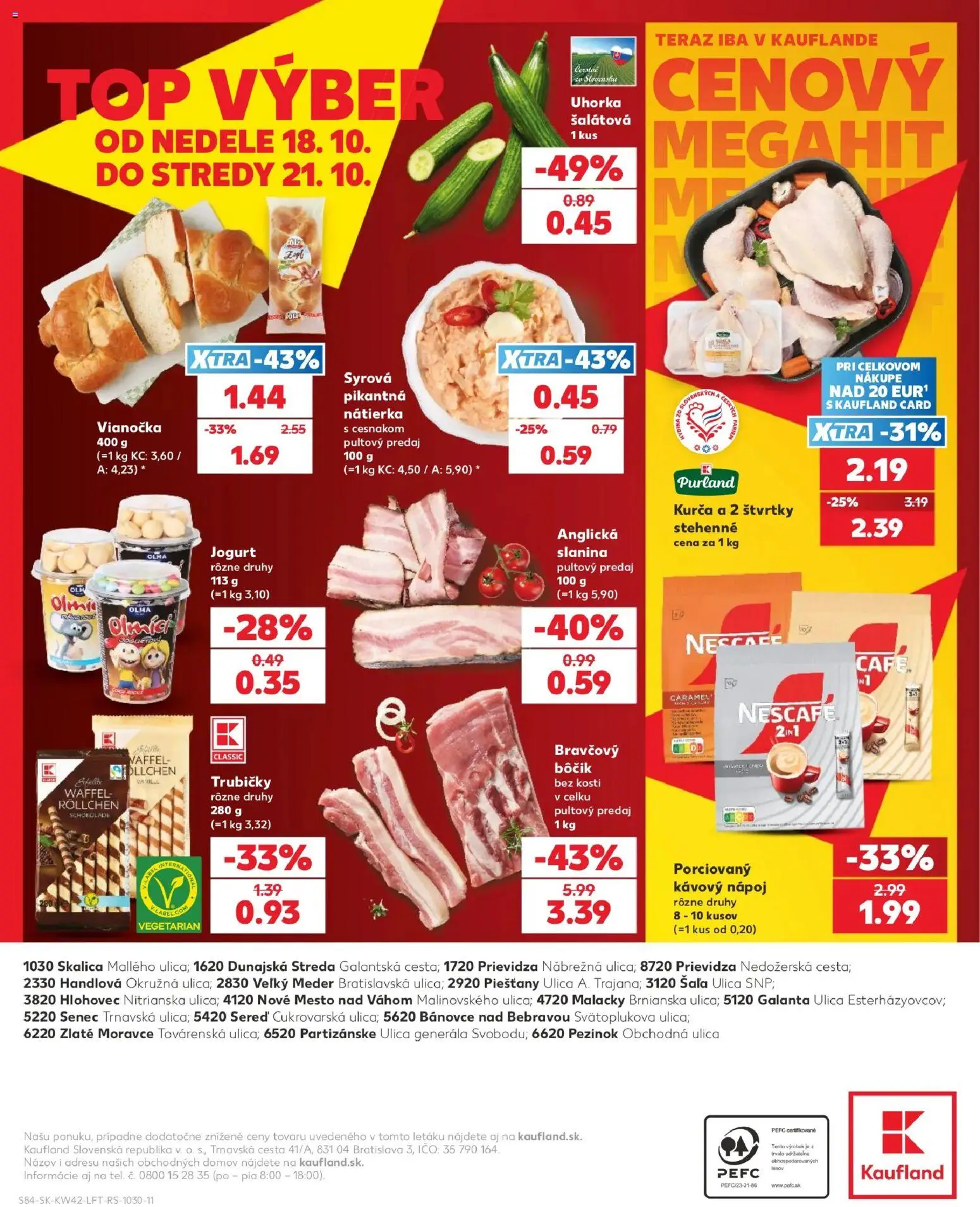 Náhľad Kaufland letáku platného od 15.10.2026 - Jogurt, Slanina, Vianočka, Trubičky, Bôčik, Nátierka, Kurča, Uhorka šalátová