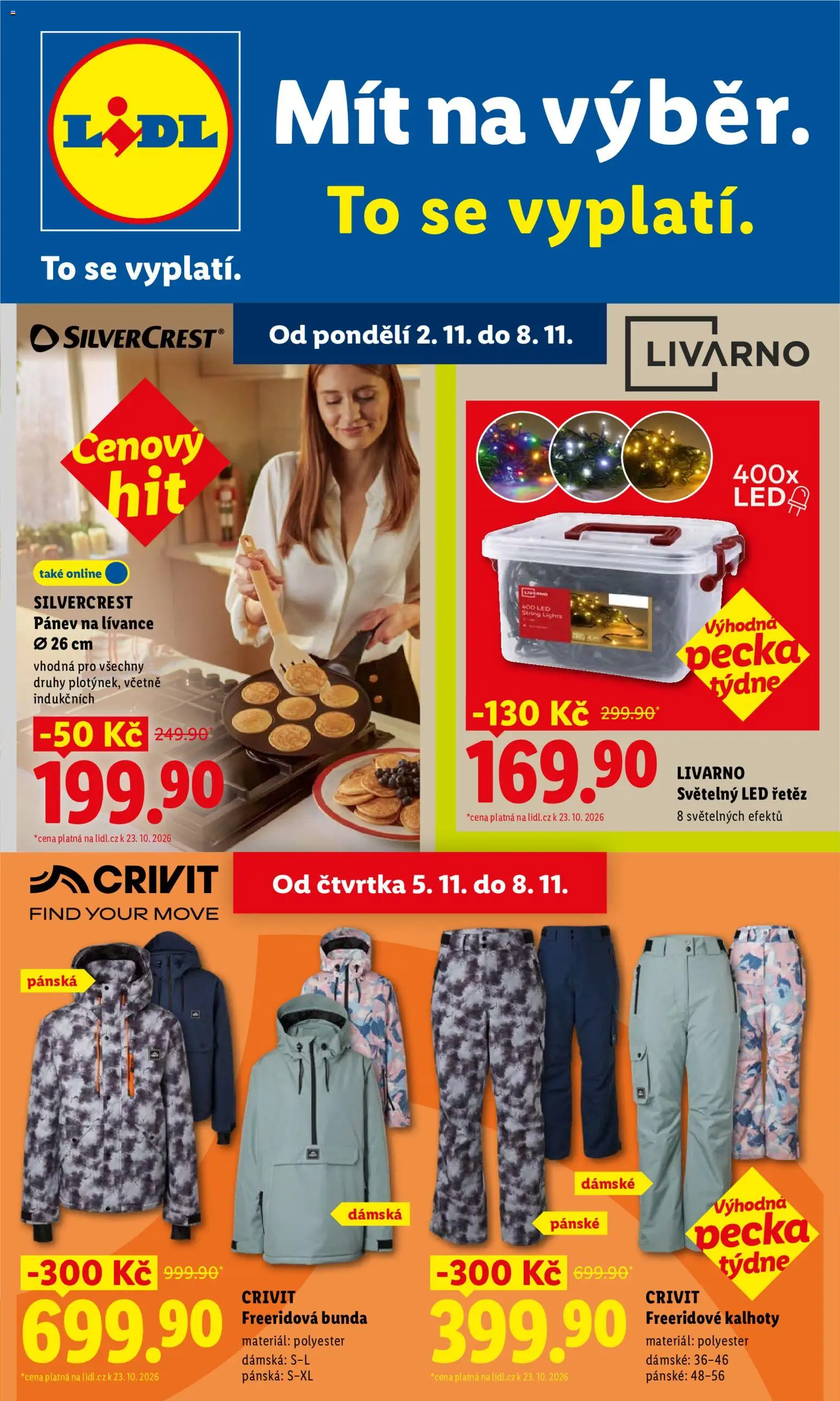 Náhled nabídky: Lidl Lidl leták - Spotřební zboží platný od 02.11.2026 - Bunda, Kalhoty, Pánev, LED, Pants