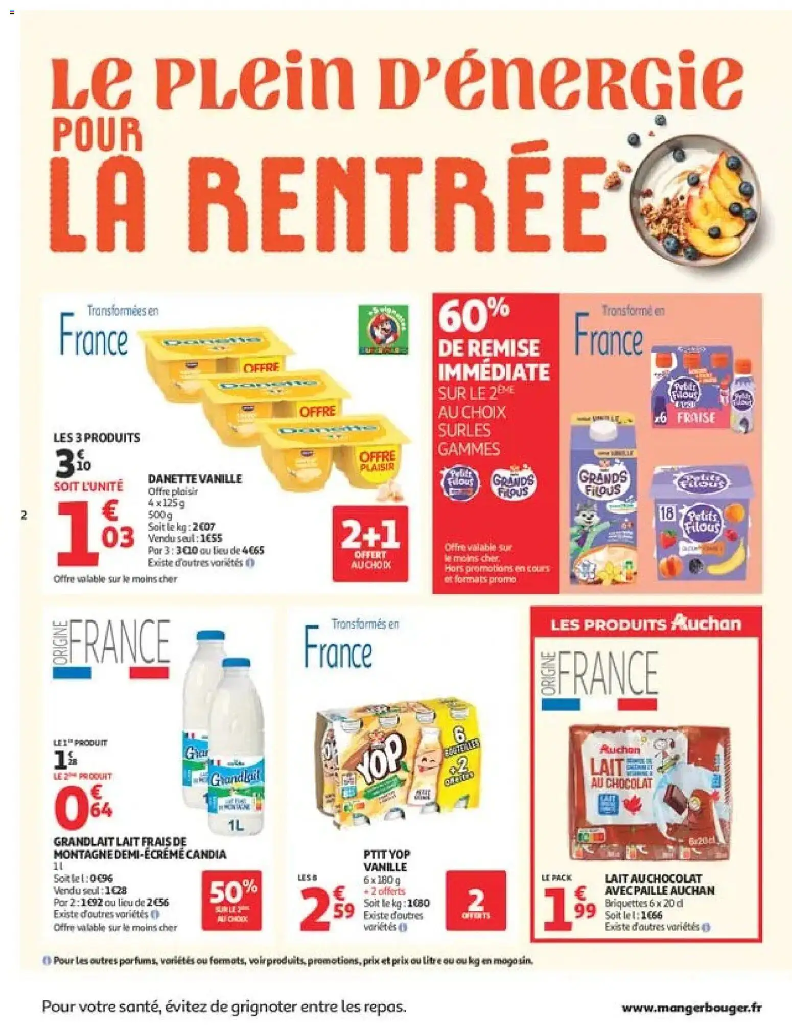 Prévisualisation de Auchan Ménage rentrée hypers du magasin Auchan formulaire valide 08/09/2026 - Chocolat, Fraise, Lait, Vanille, Candia, Briquettes