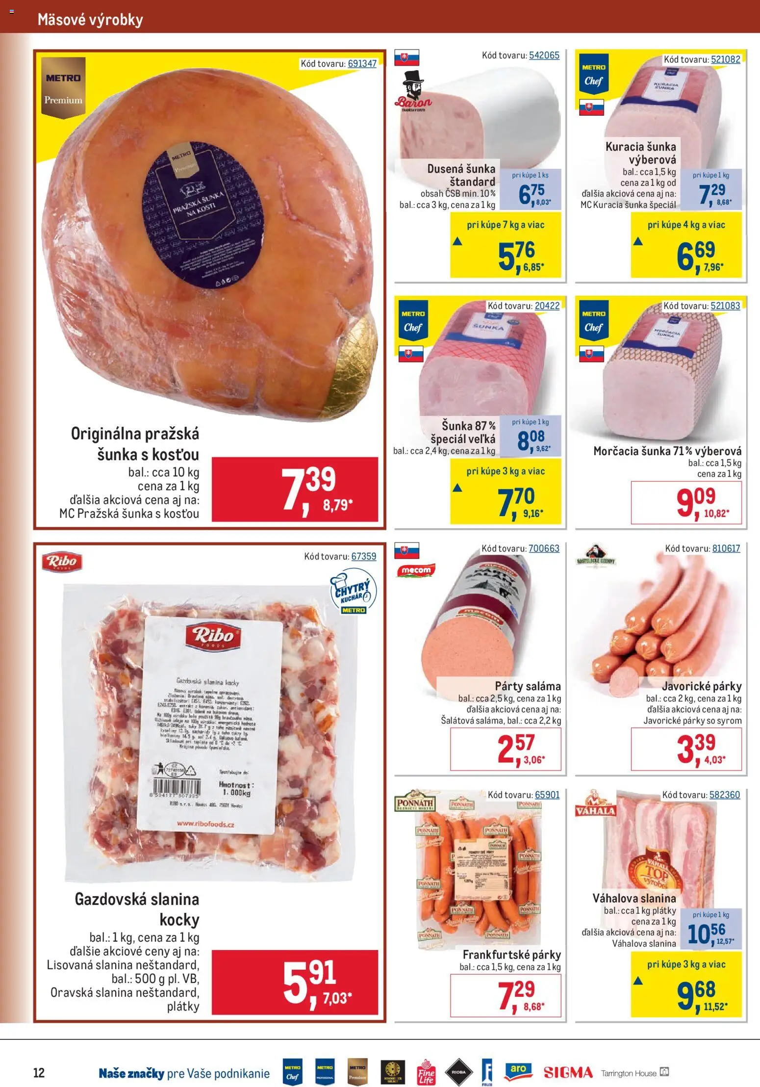 Náhľad Metro letáku platného od 07.10.2026 - Šunka, Slanina, Párky, Saláma, Kuracia šunka