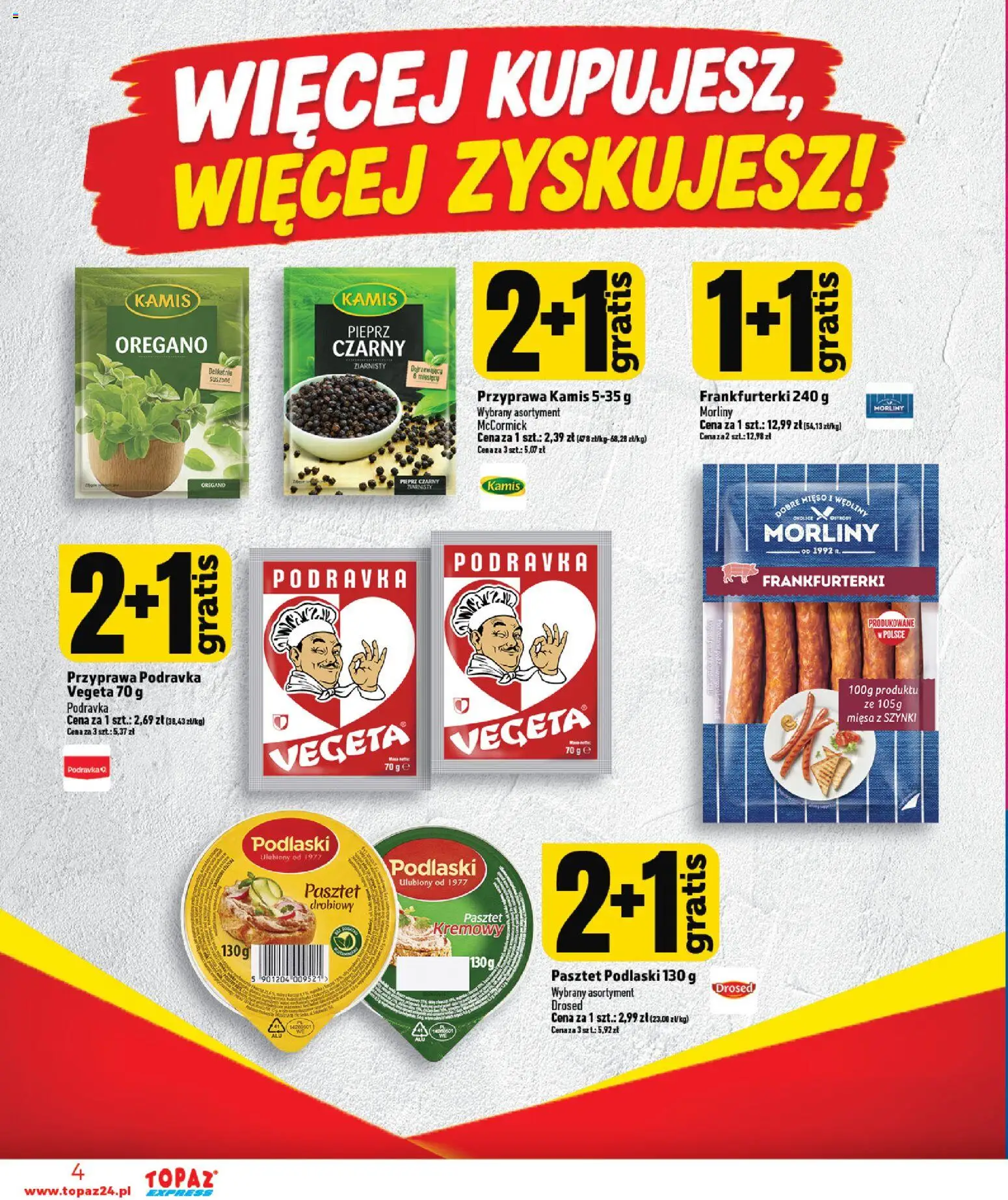 Pogląd gazetki "Topaz gazetka - Express" ze sklepu Topaz ważnej od 22.10.2026 - Oregano, Pasztet, Wędliny, Frankfurterki, Pieprz