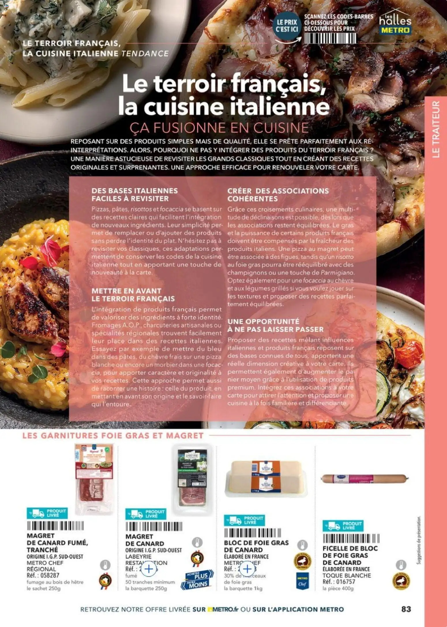 Prévisualisation de METRO - Guide Italie du magasin METRO formulaire valide 28/05/2026 - Pizza, Focaccia, Canard, Morbier, Champignons, Spécialités, Ingrédients, Bloc de foie gras