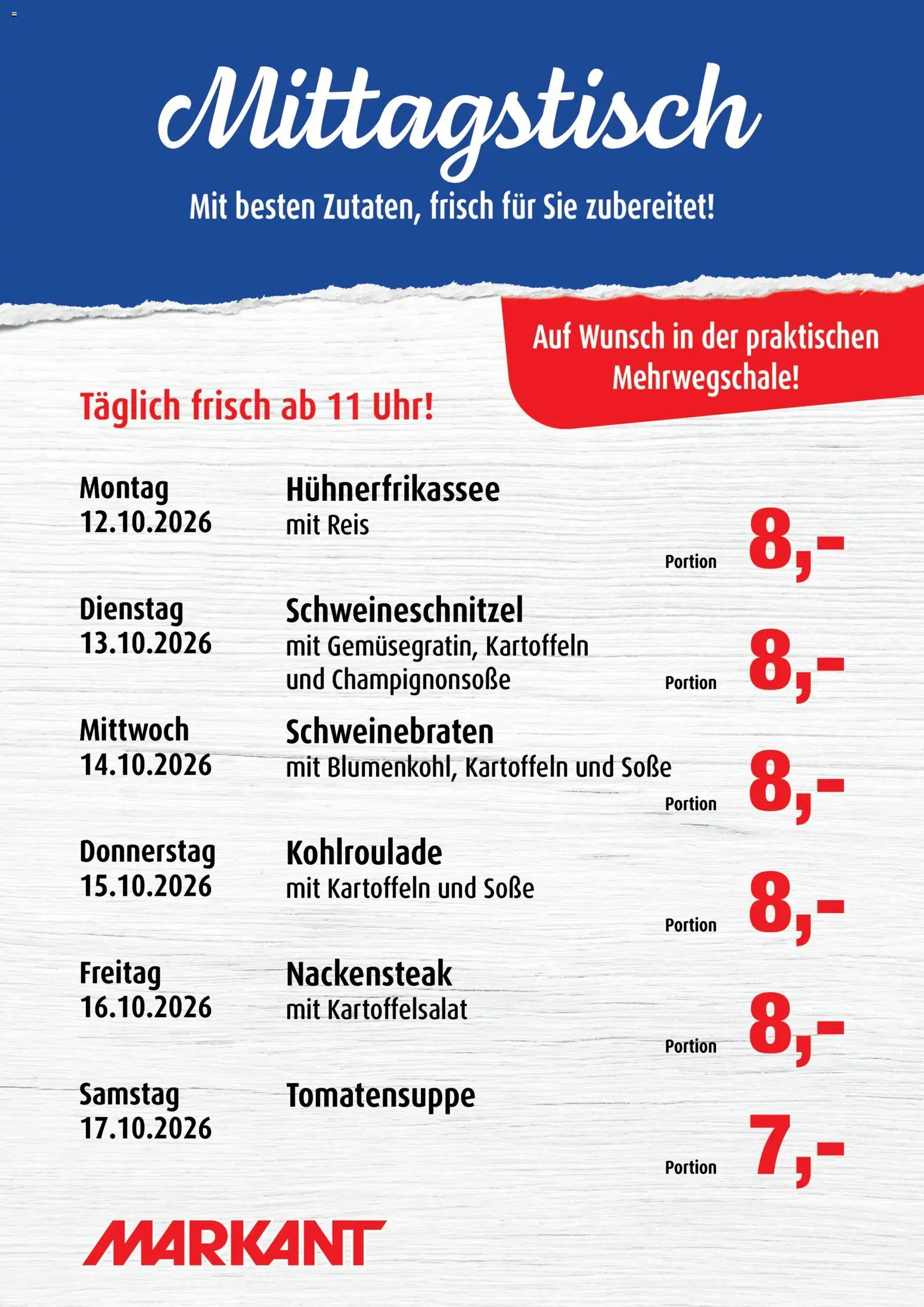Vorschau von dem Prospekt des Geschäftes Markant, gültig ab dem 12.10.2026 - Uhr, Reis, Kartoffeln, Soße