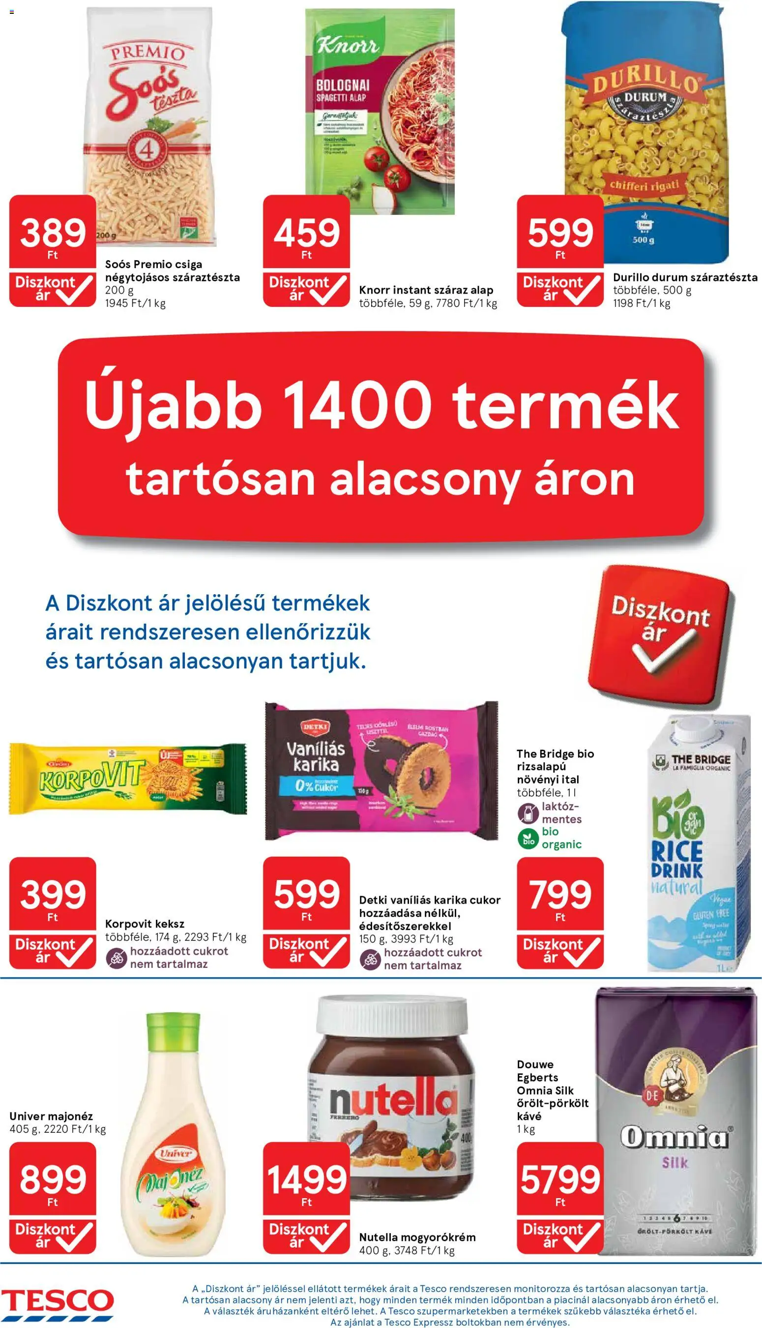 Tesco - Tesco Szupermarket akciós újság megtekintése, amely érvényes 2026.10.29.-től - Kávé, Nutella, Csiga, Spagetti, Tészta, Majonéz, Mogyorókrém, Omnia