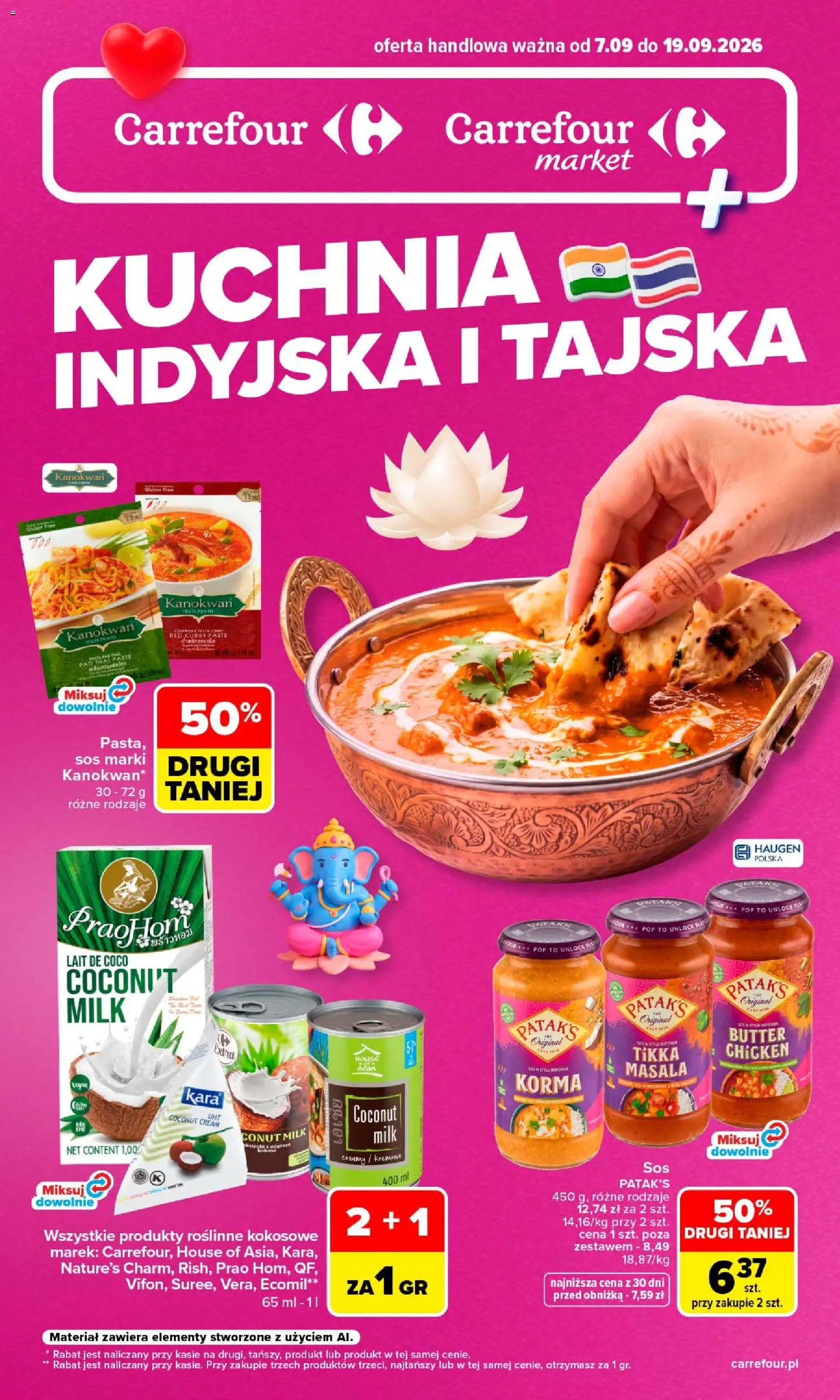 Pogląd gazetki "Carrefour gazetka - Kuchnia indyjska i tajska" ze sklepu Carrefour ważnej od 07.09.2026
