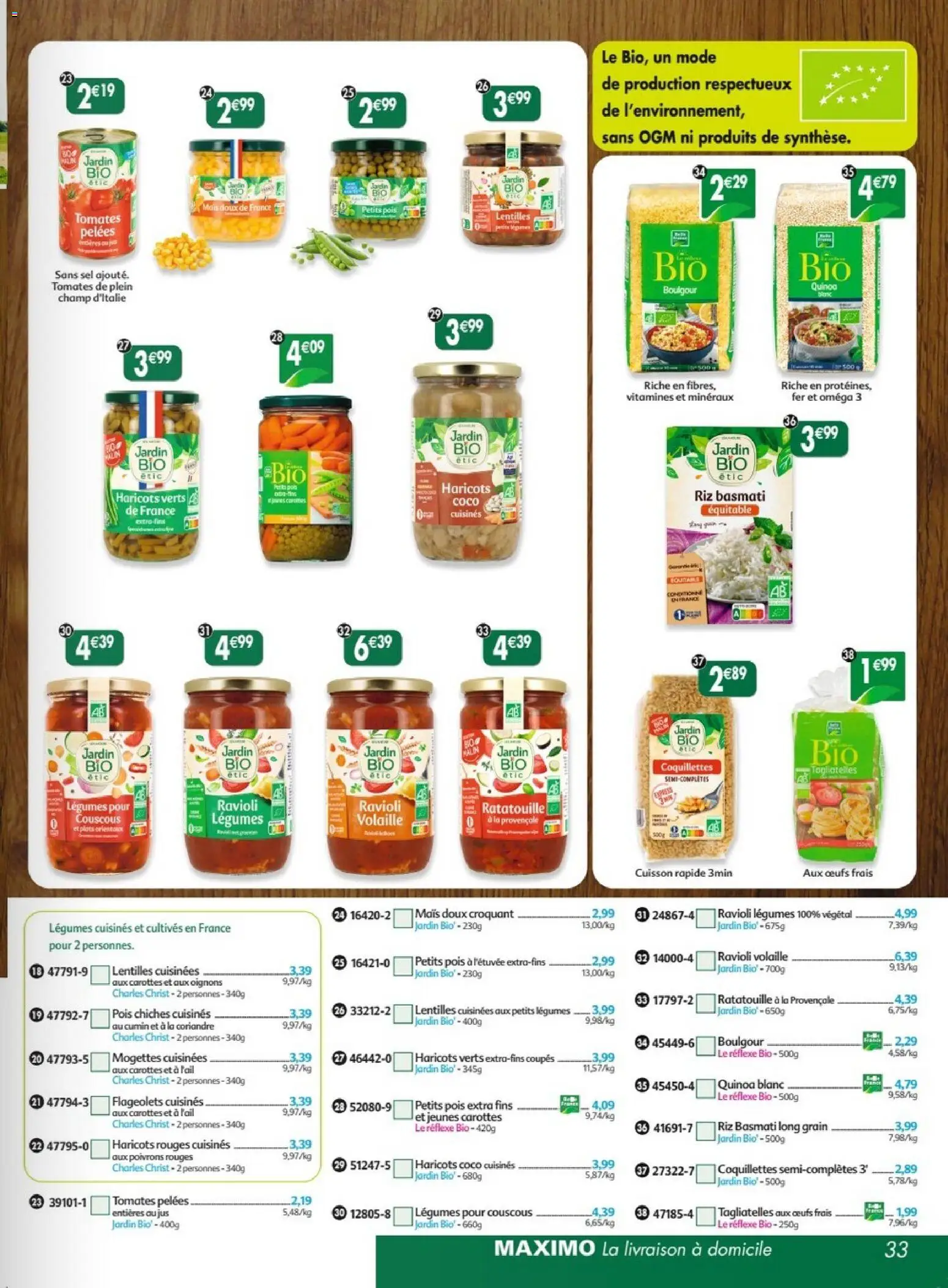 Prévisualisation de Maximo catalogue epicerie du magasin Maximo formulaire valide 26/10/2026 - Coco, Couscous, Boulgour, Ravioli, Pois, Haricots rouges, Jus, Oméga