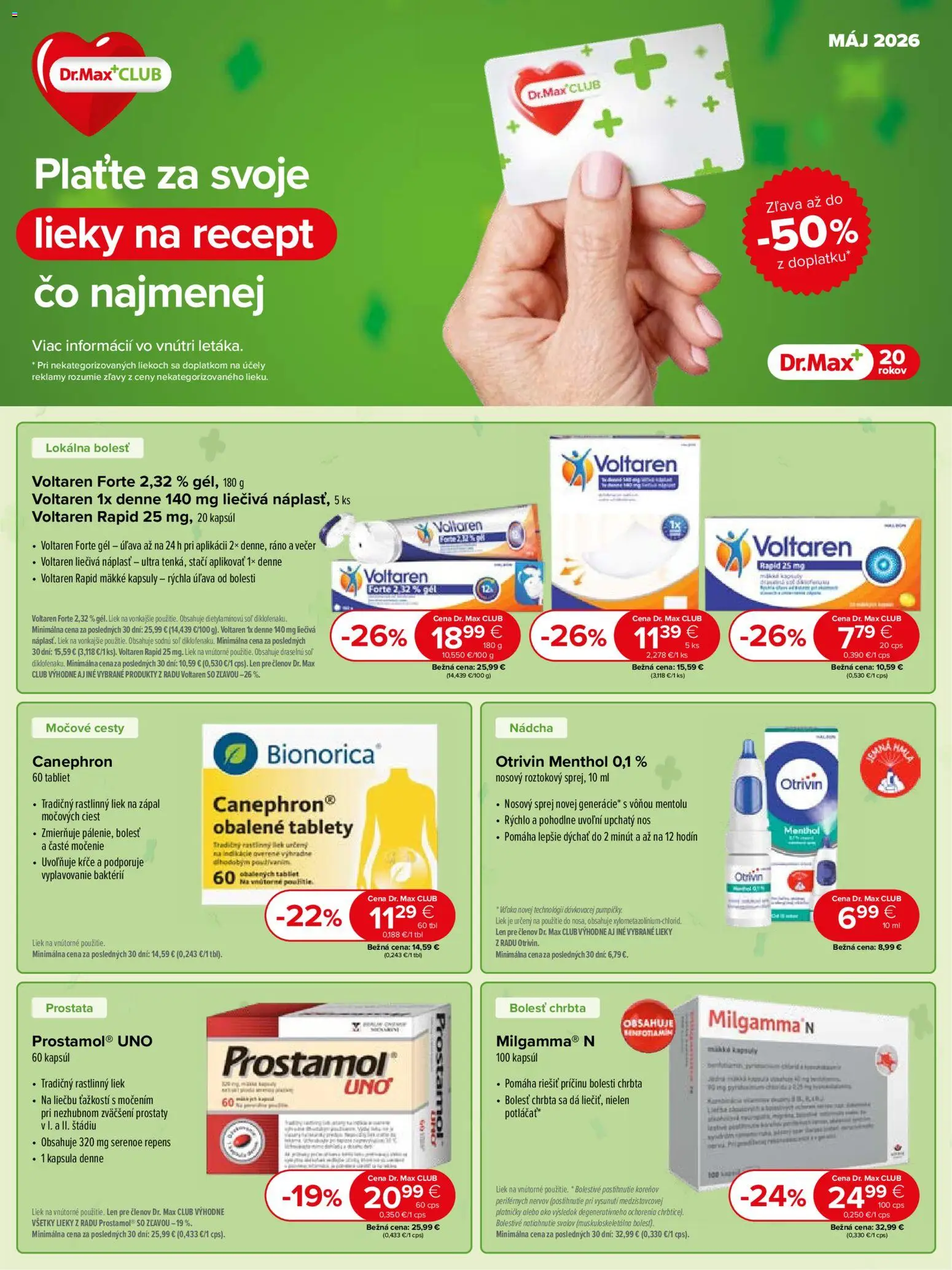 Náhľad Dr. Max letáku platného od 01.05.2026 - Soľ, Náplasť, Voltaren