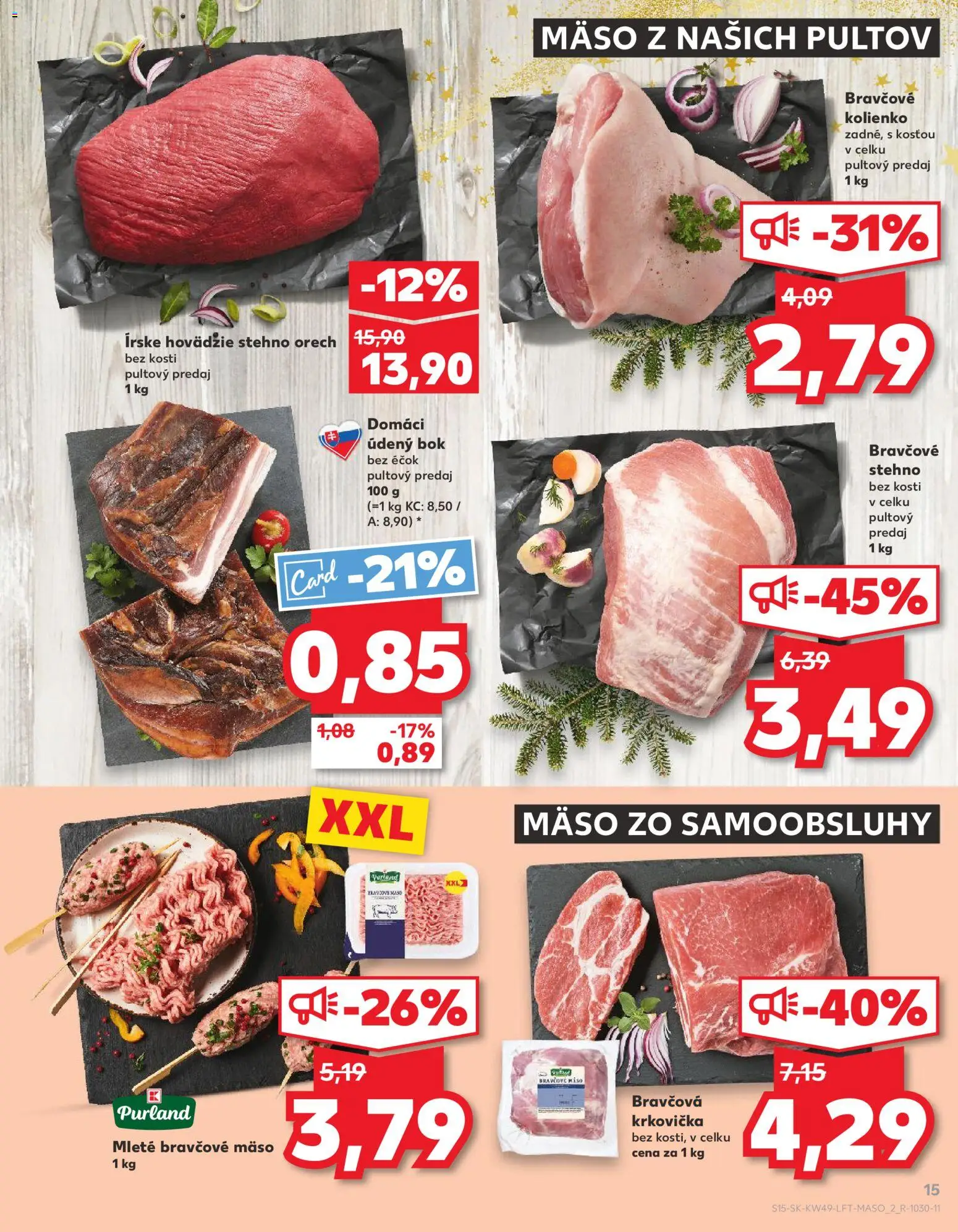 Náhľad Kaufland letáku platného od 04.12.2025 - Mäso, Krkovička, Bravčová krkovička, Bravčové stehno, Bravčové mäso, Hovädzie stehno