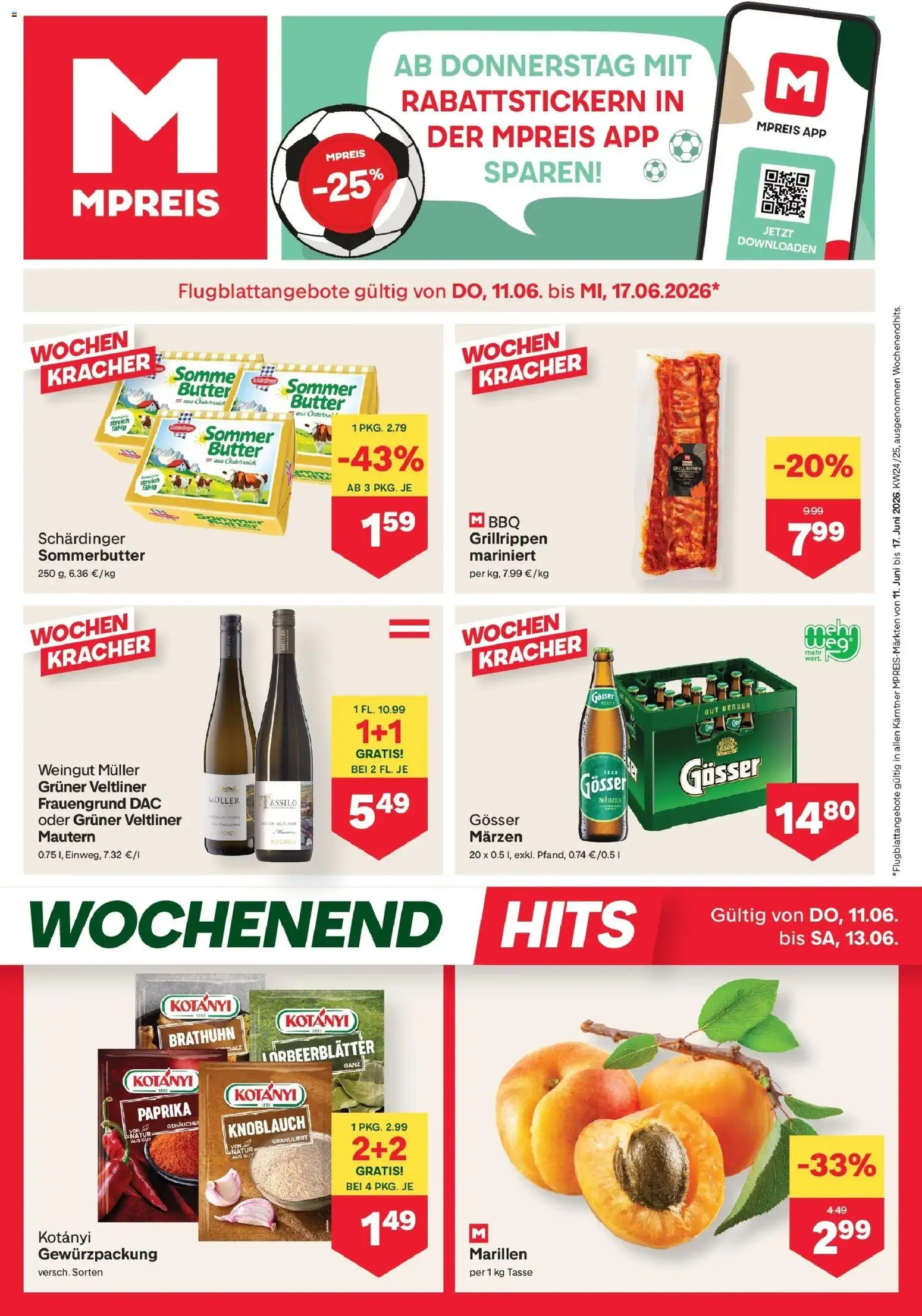 Vorschau der Angebote: MPREIS MPREIS Velden gültig ab 11.06.2026 - Butter, Knoblauch