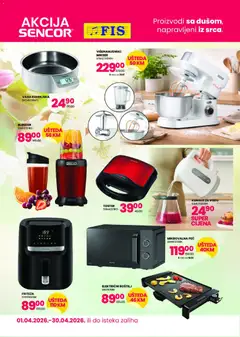 Pregled letka FIS akcija Sencor trgovine FIS vrijedi od 01.04.2026