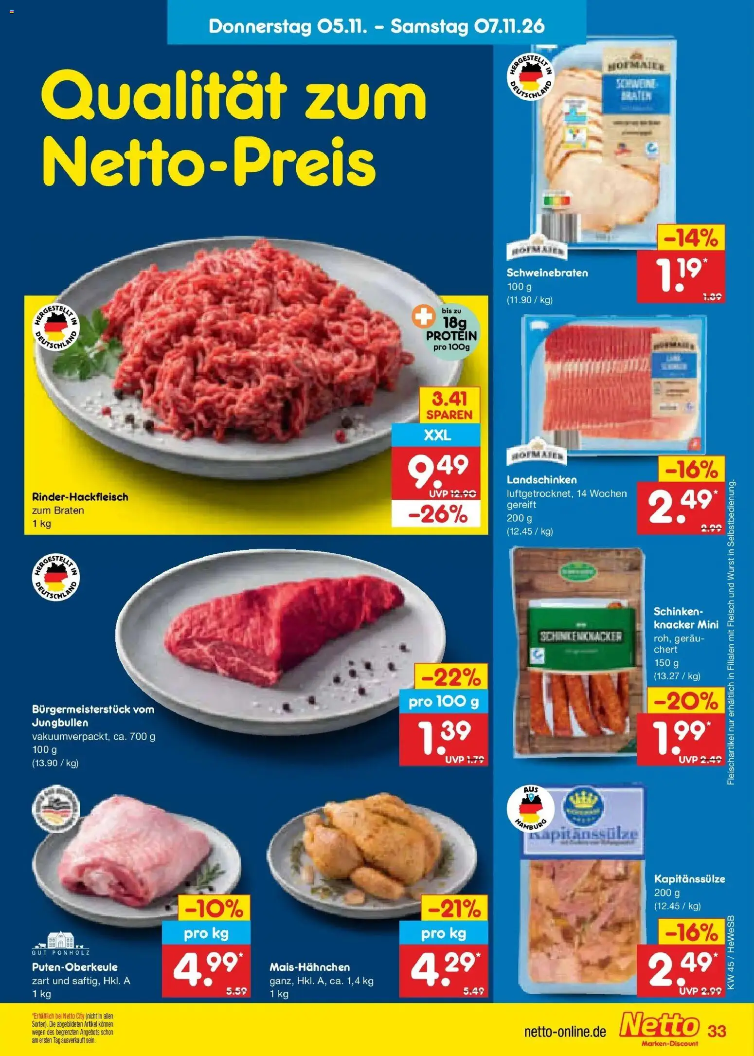 Vorschau von dem Prospekt des Geschäftes Netto Marken-Discount, gültig ab dem 02.11.2026 - Wurst, Fleisch, Schinken