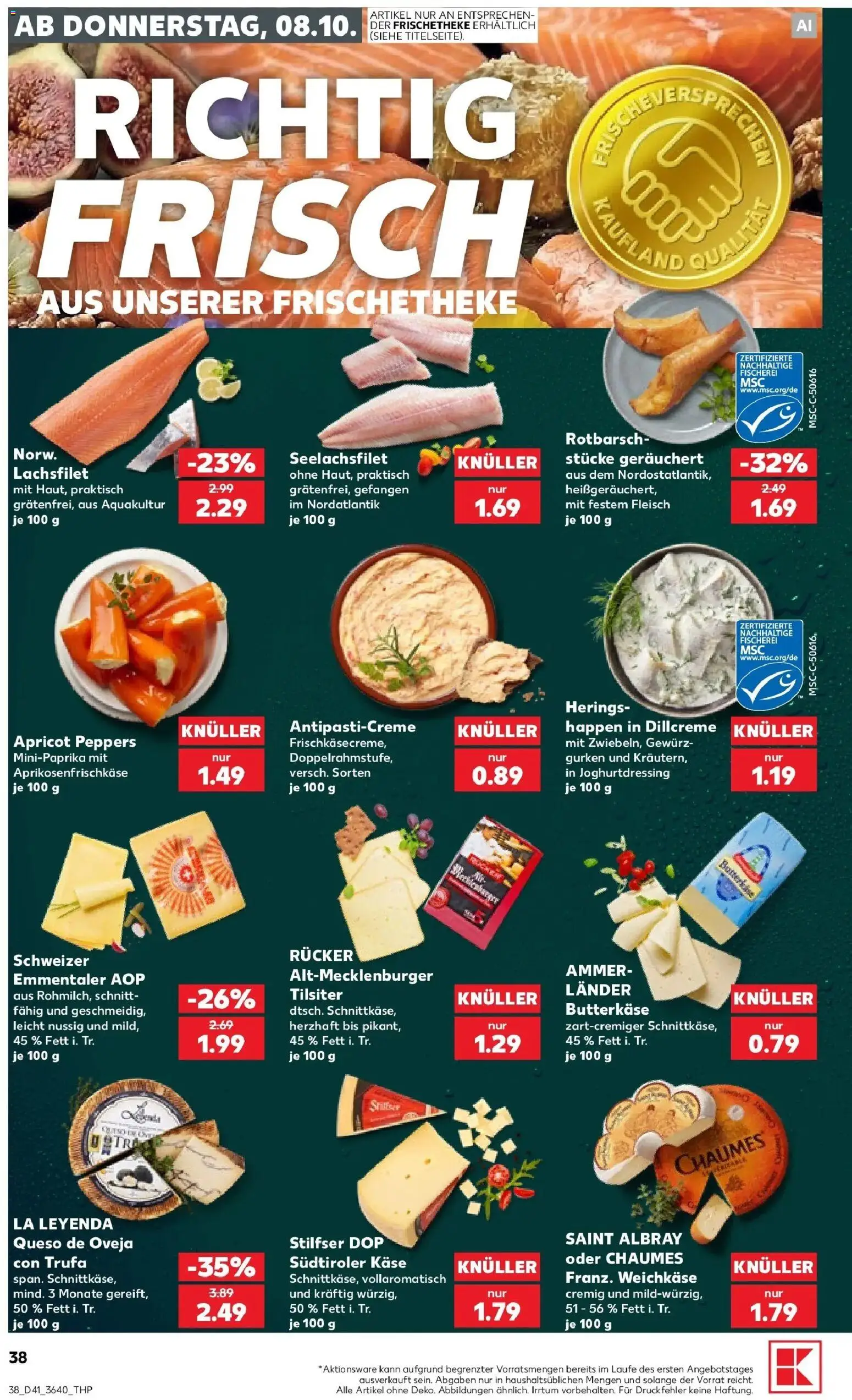 Vorschau von dem Prospekt des Geschäftes Kaufland, gültig ab dem 08.10.2026 - Käse, Fleisch, Gurken