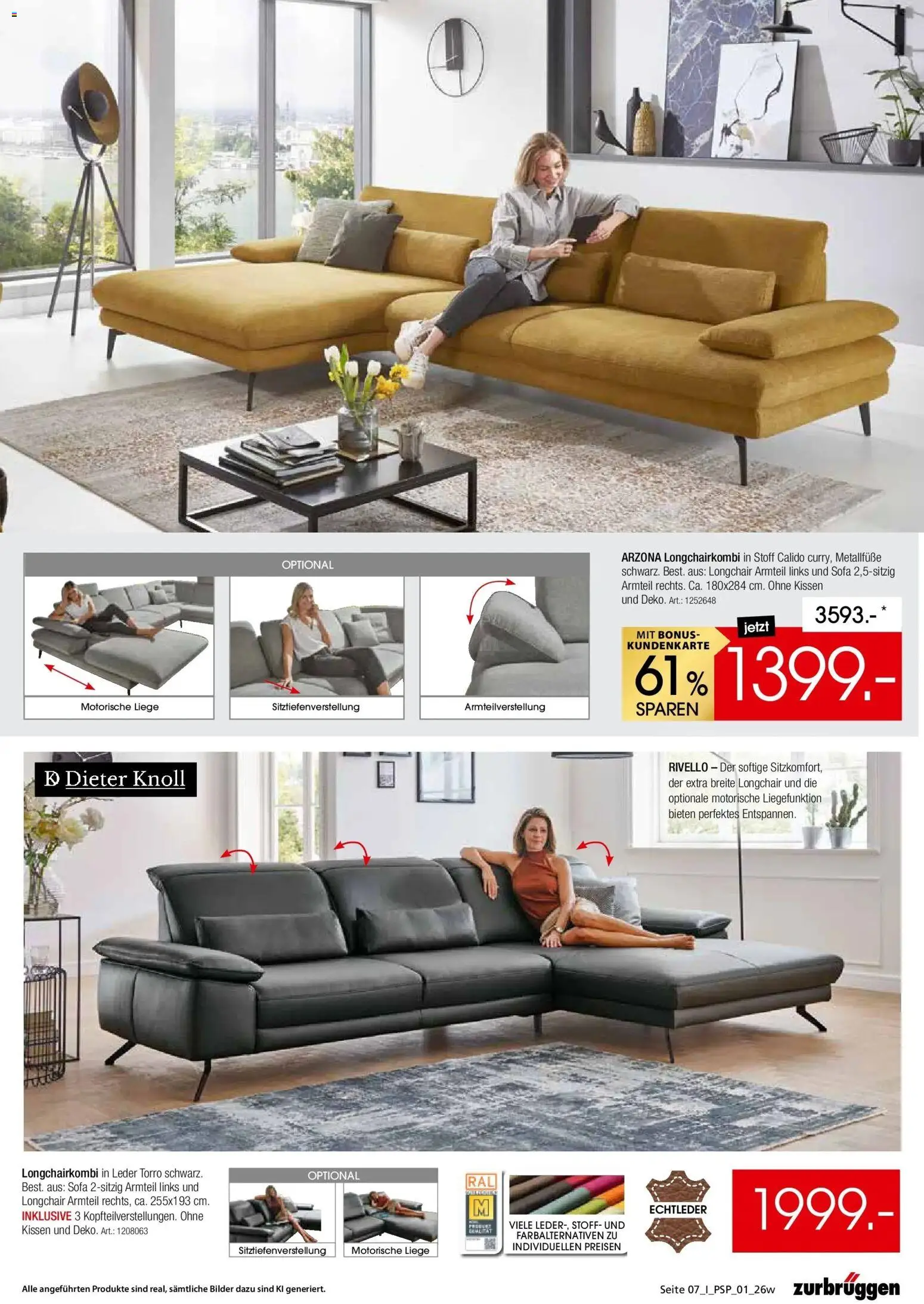 Vorschau von dem Prospekt des Geschäftes Zurbrüggen, gültig ab dem 26.10.2026 - Bilder, Sofa, Kissen, Liege
