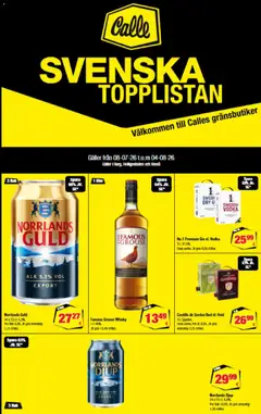 Eksempel på tilbudsavis Calle - Svenska Topplistan fra butik Calle gyldig fra 08/07/2026