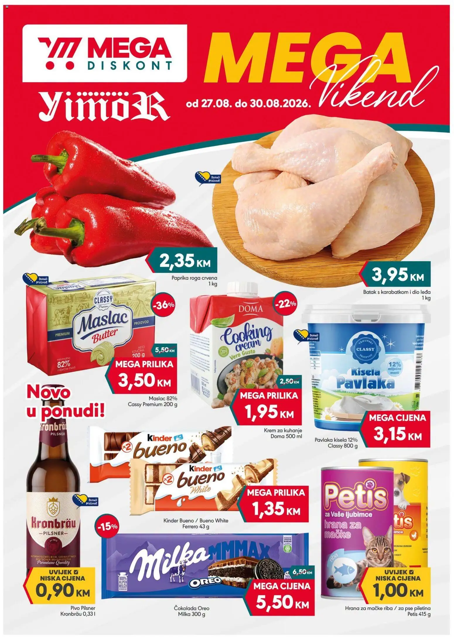 Pregled letka Mega Diskont vikend akcija trgovine Mega Diskont vrijedi od 27.08.2026