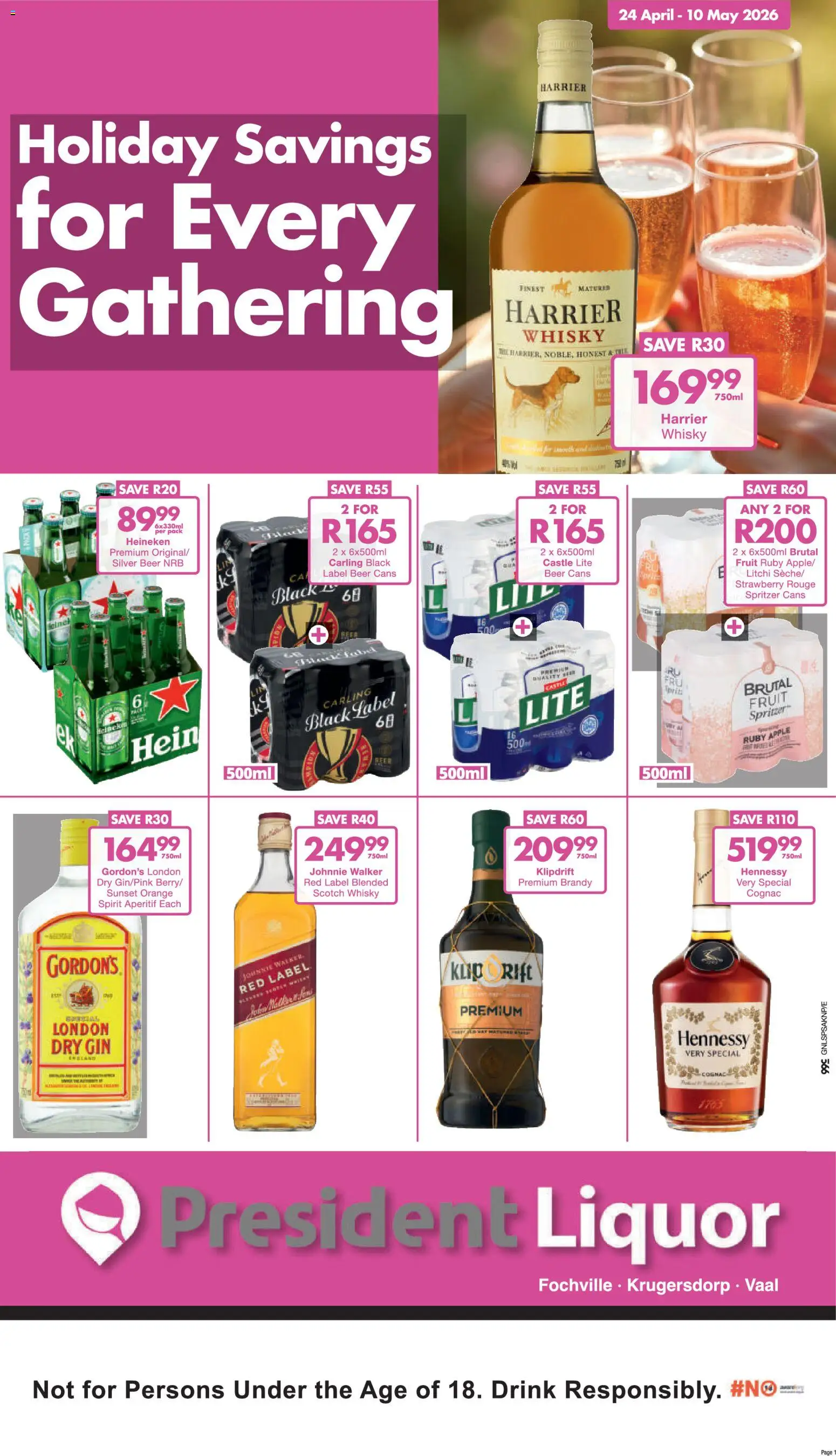 Preview of President Hyper flyer valid from 24/04/2026 - Heineken, Gin, Fruit, Brandy, Cognac, Beer