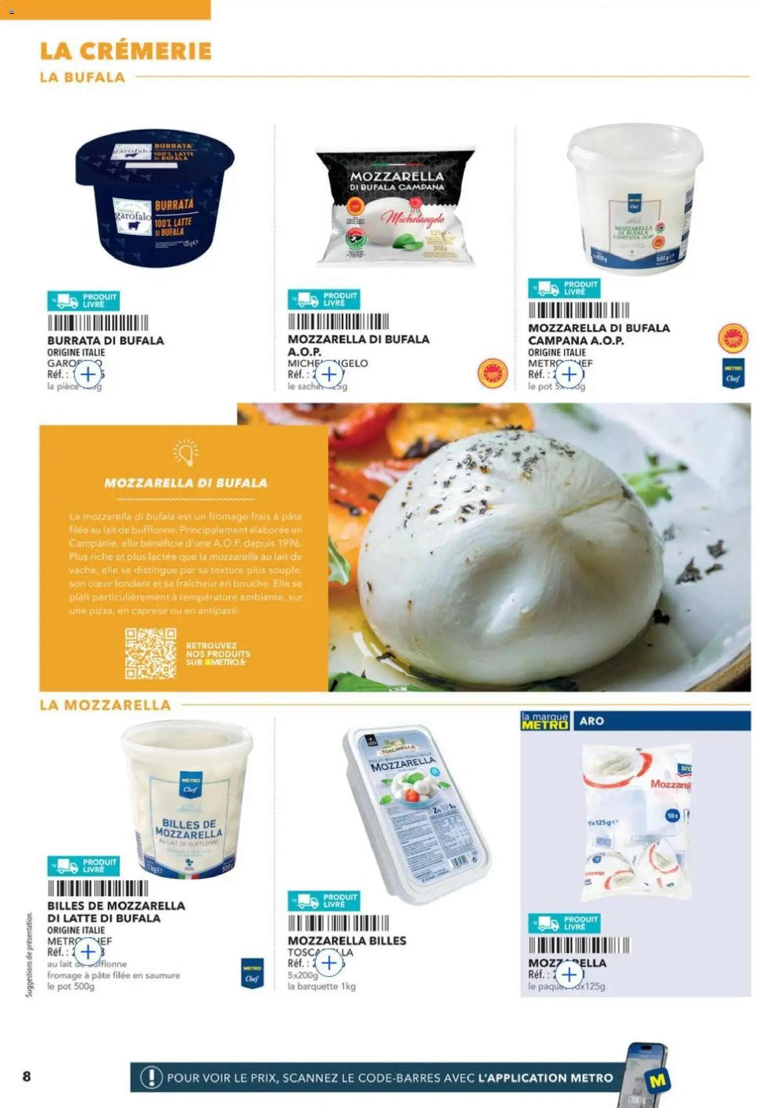 Prévisualisation de METRO - Guide Italie du magasin METRO formulaire valide 28/05/2026 - Fromage, Burrata, Livre, Mozzarella, Lait, Pâte, Fromage frais, Burrata di bufala