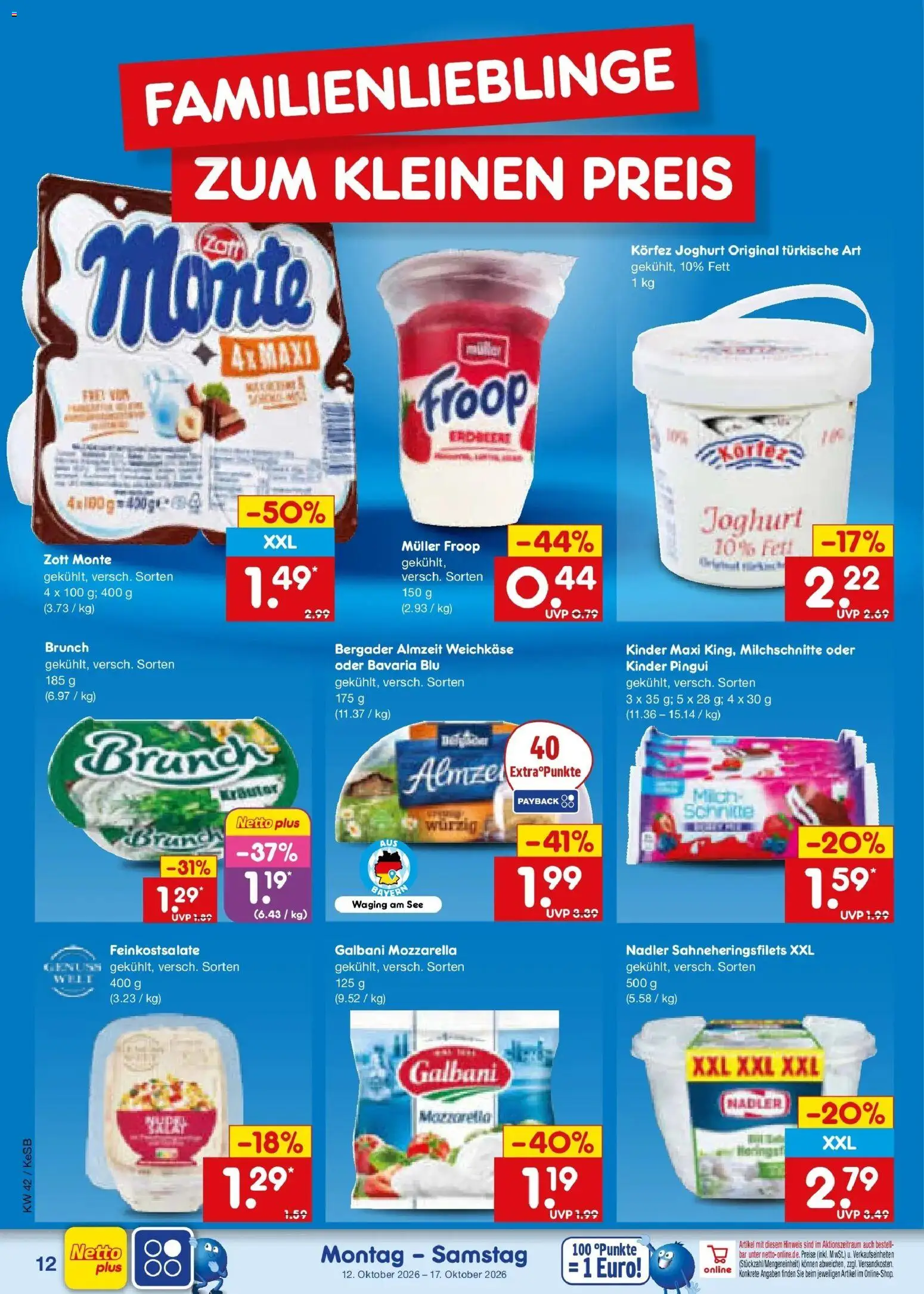 Vorschau von dem Prospekt des Geschäftes Netto Marken-Discount, gültig ab dem 12.10.2026 - Joghurt, Mozzarella, Froop