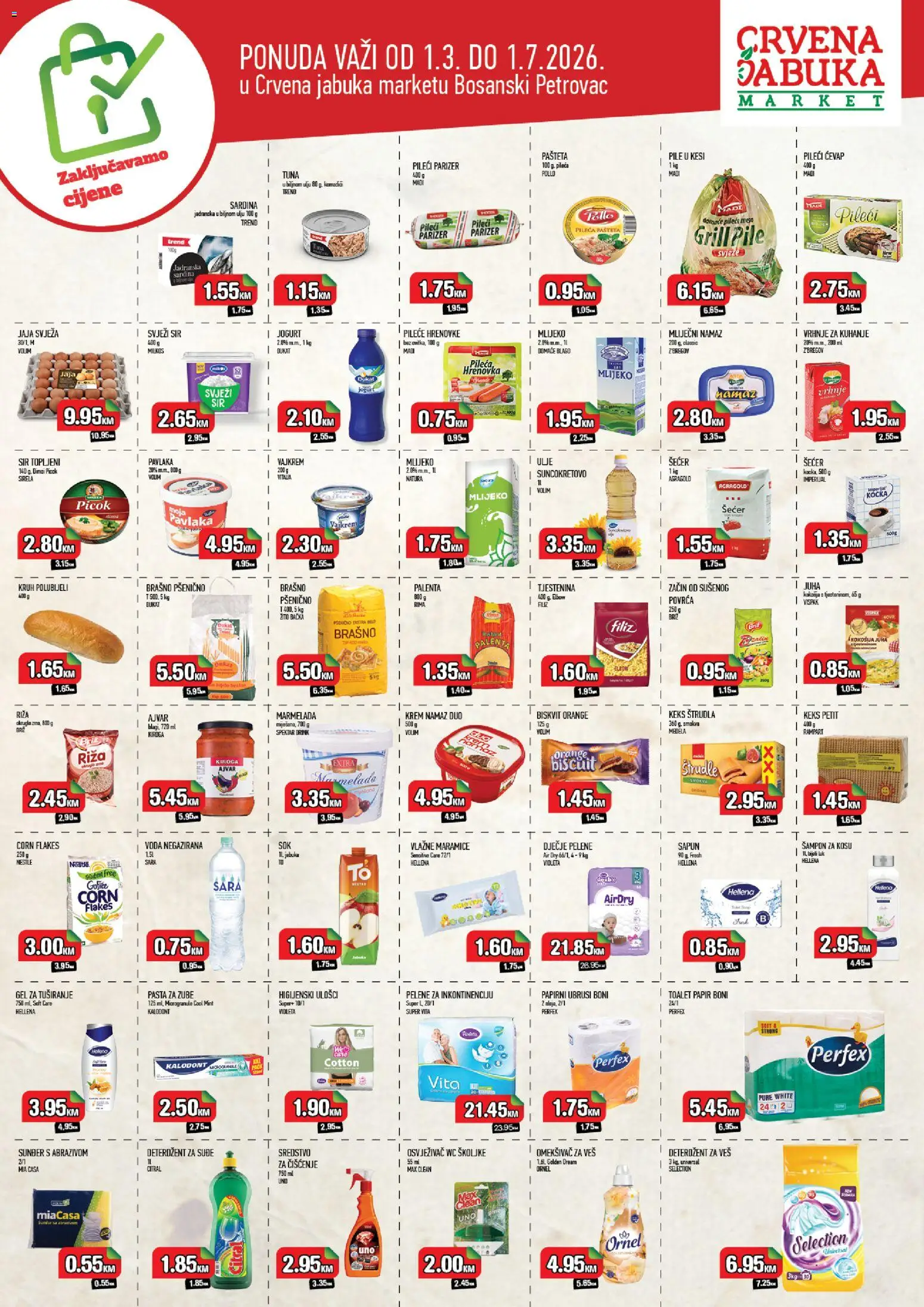 Pregled letka Crvena jabuka zaključavamo cijene trgovine Crvena jabuka vrijedi od 01.03.2026
