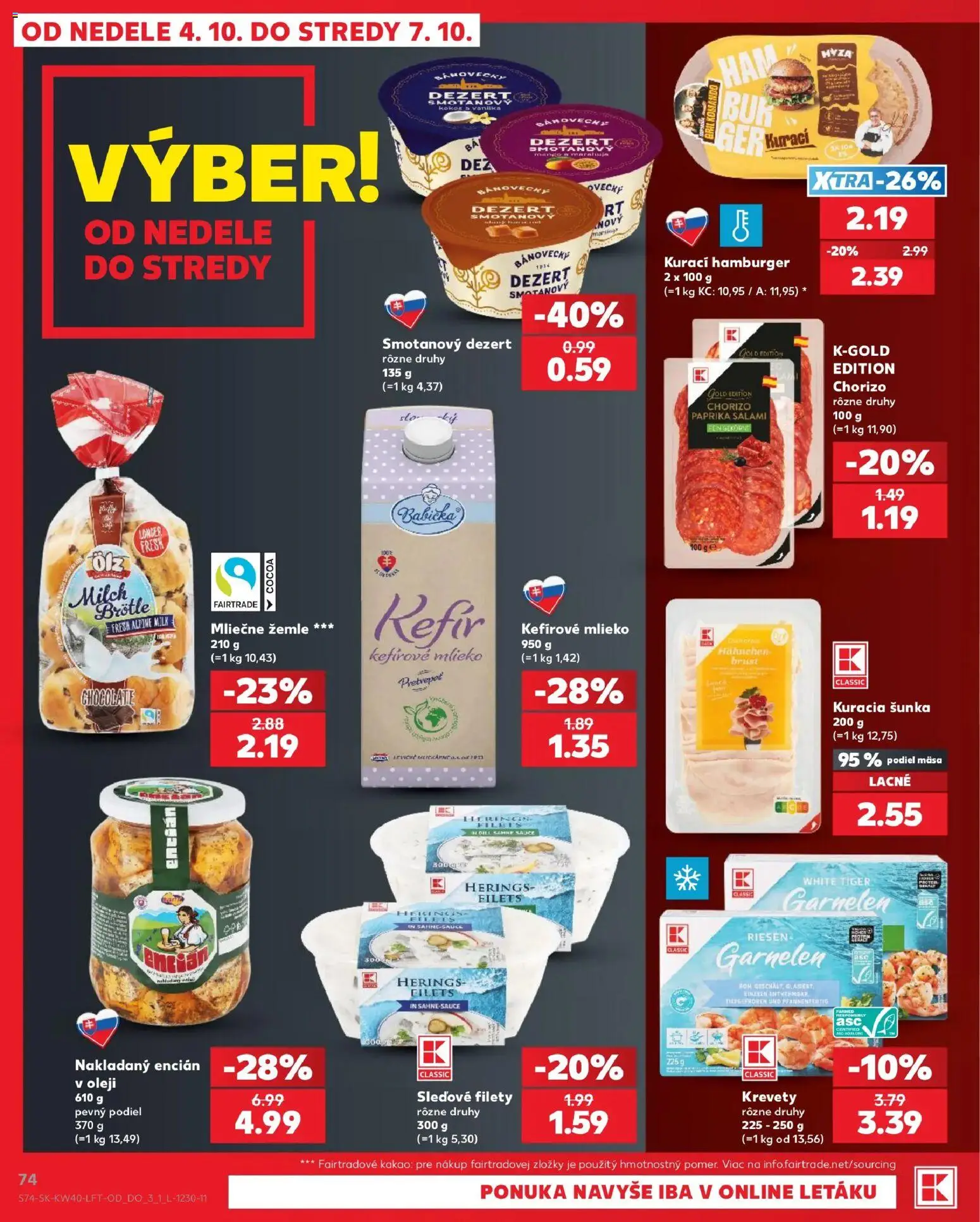 Náhľad Kaufland letáku platného od 01.10.2026 - Paprika, Hamburger, Krevety, Mlieko, Dezert, Kakao, Šunka, Vanilka