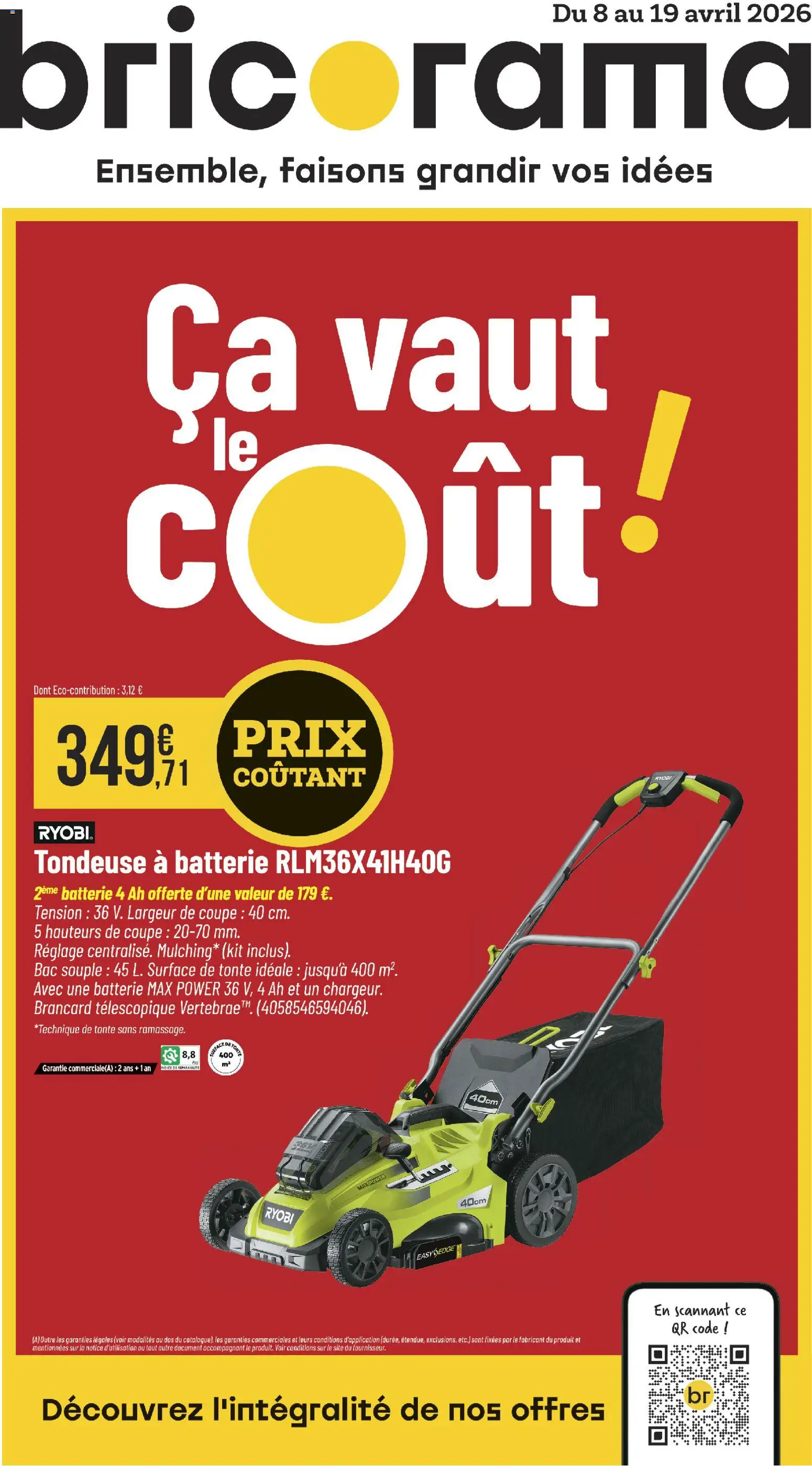 Prévisualisation de Bricorama catalogue du magasin Bricorama formulaire valide 08/04/2026 - Batterie, Tondeuse, Ryobi