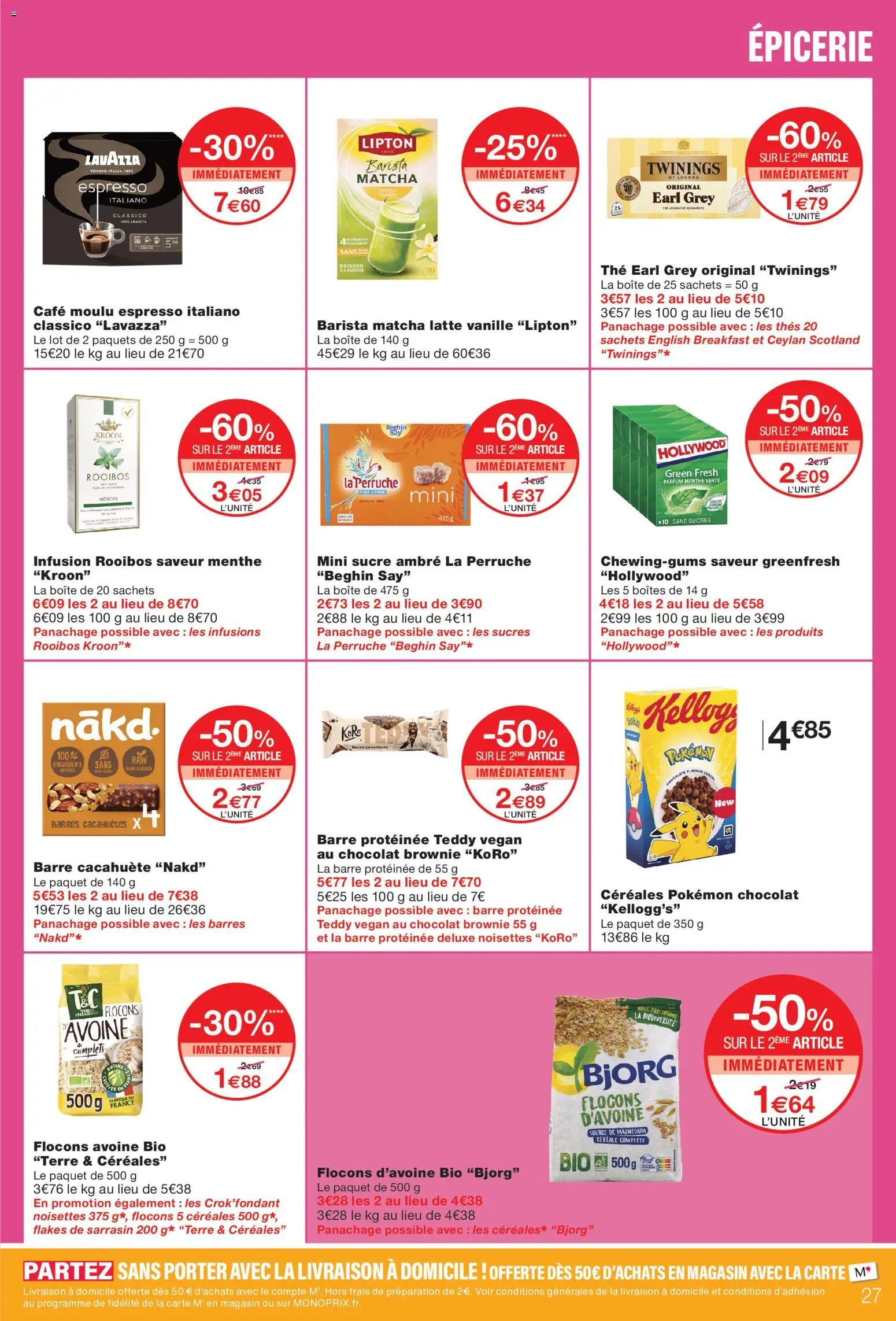 Prévisualisation de Monoprix catalogue du magasin Monoprix formulaire valide 08/09/2026 - Chocolat, Boisson, Cacahuète, Sucre, Céréales, Menthe, Infusion, Café moulu