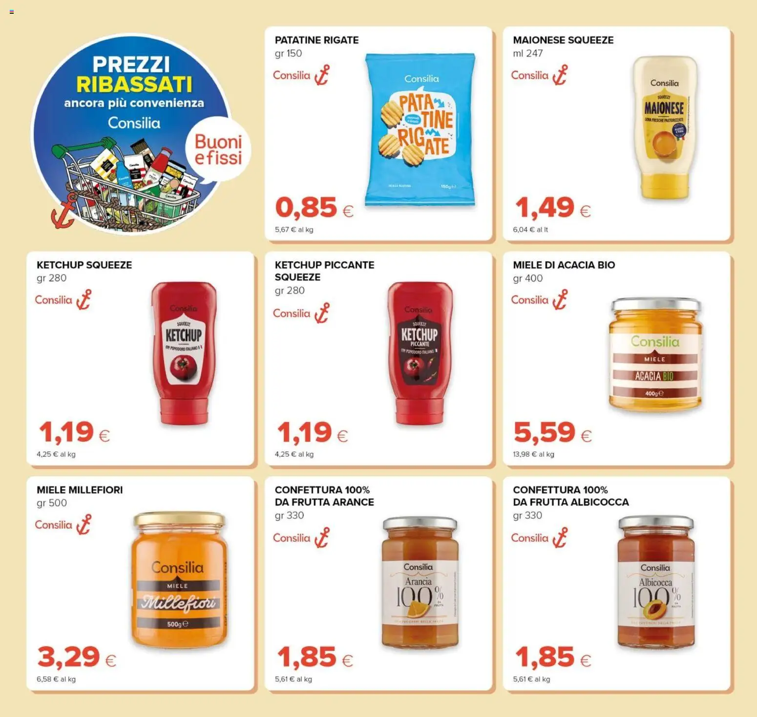 Anteprima dell'opuscolo Oasi volantino Prezzi Ribassati dal negozio Oasi valido da 21/08/2026 - Miele, Frutta, Pomodoro, Patatine, Maionese, Uova, Ketchup, Arancia