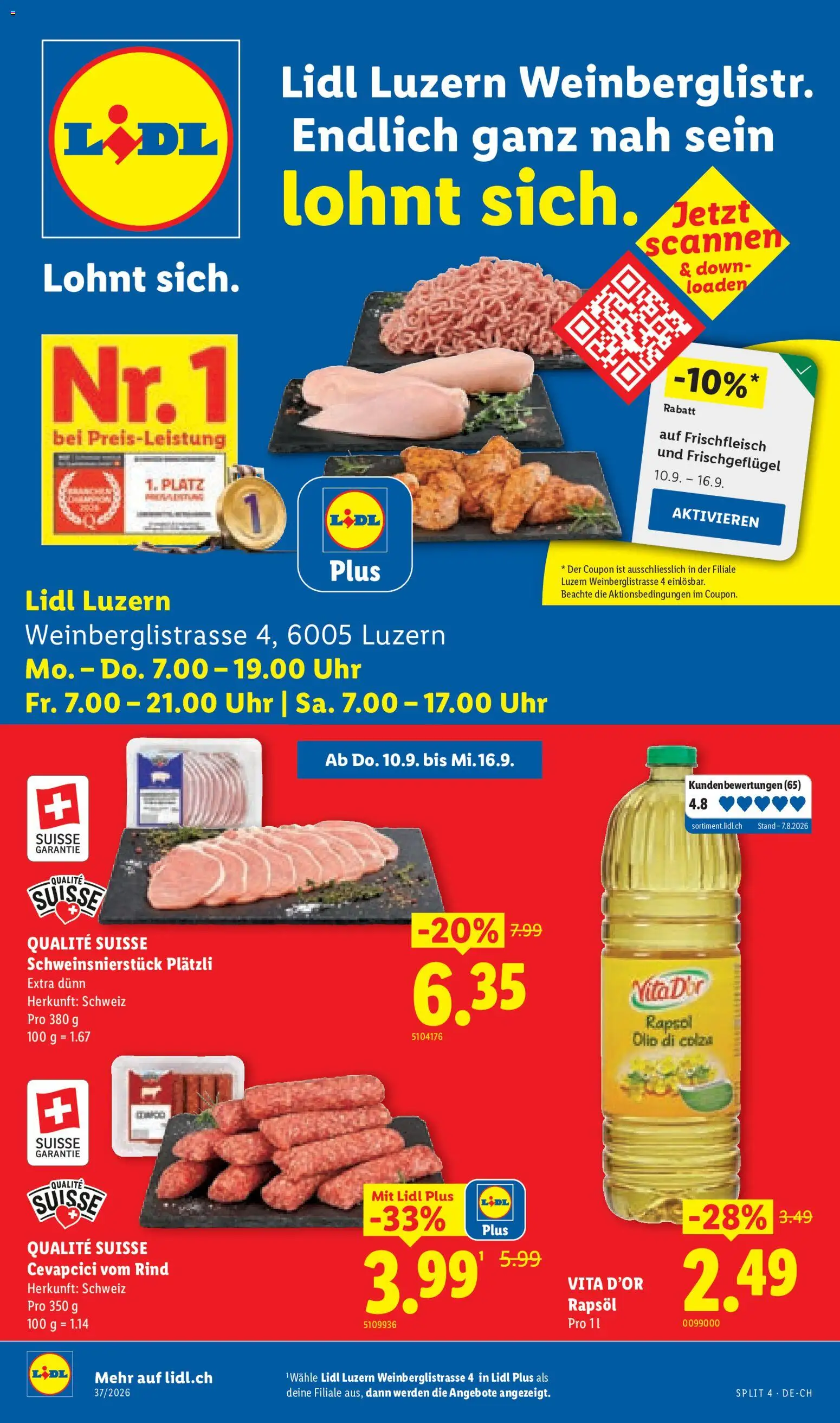 Vorschau des Merkblatts Lidl aktionen Luzern Weinberglistr vom Shop Lidl gültig von 10.09.2026 bis 16.09.2026