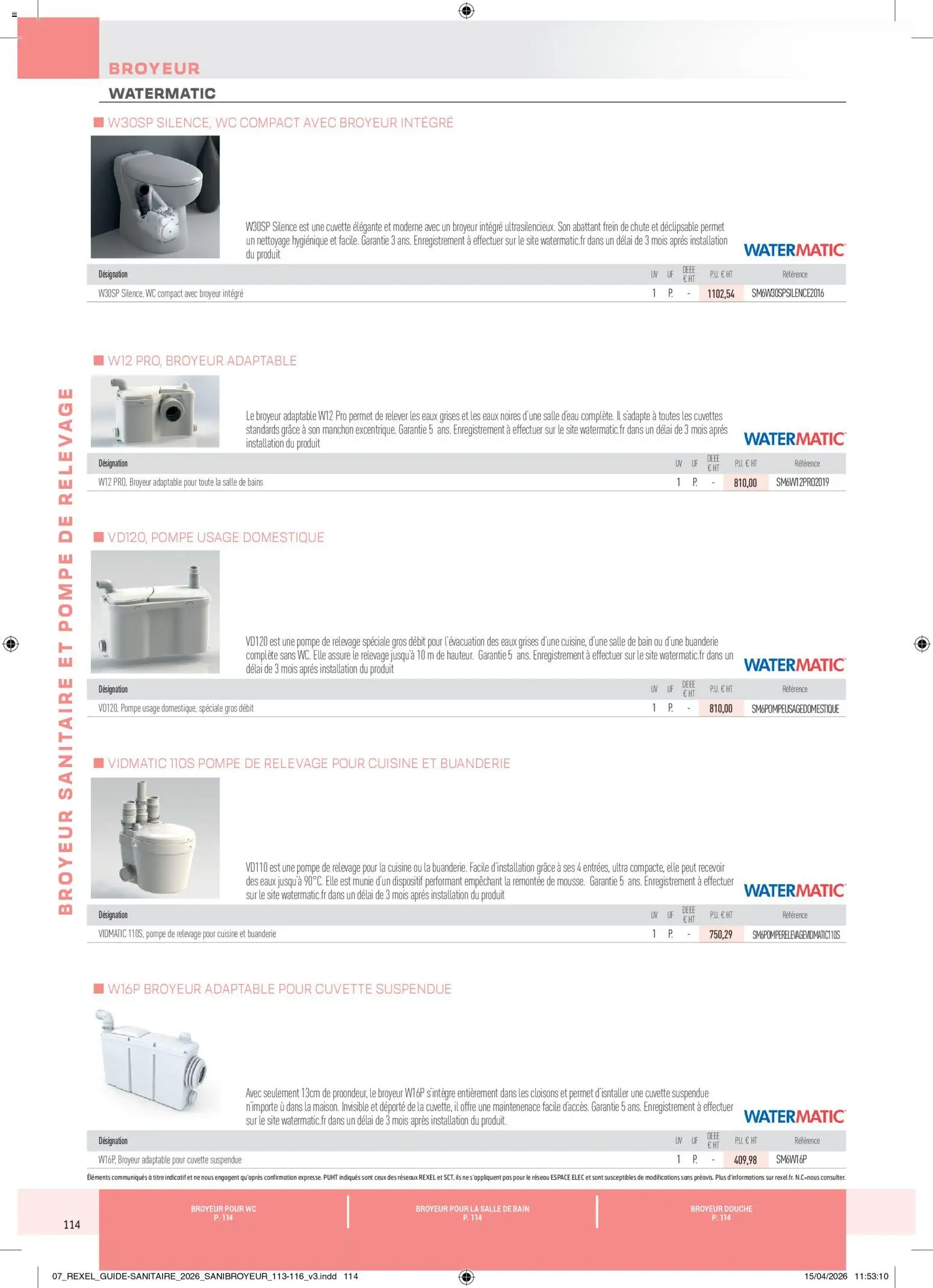Prévisualisation de Rexel - Brochure Sanitaire du magasin Rexel formulaire valide 20/04/2026 - Douche, Broyeur